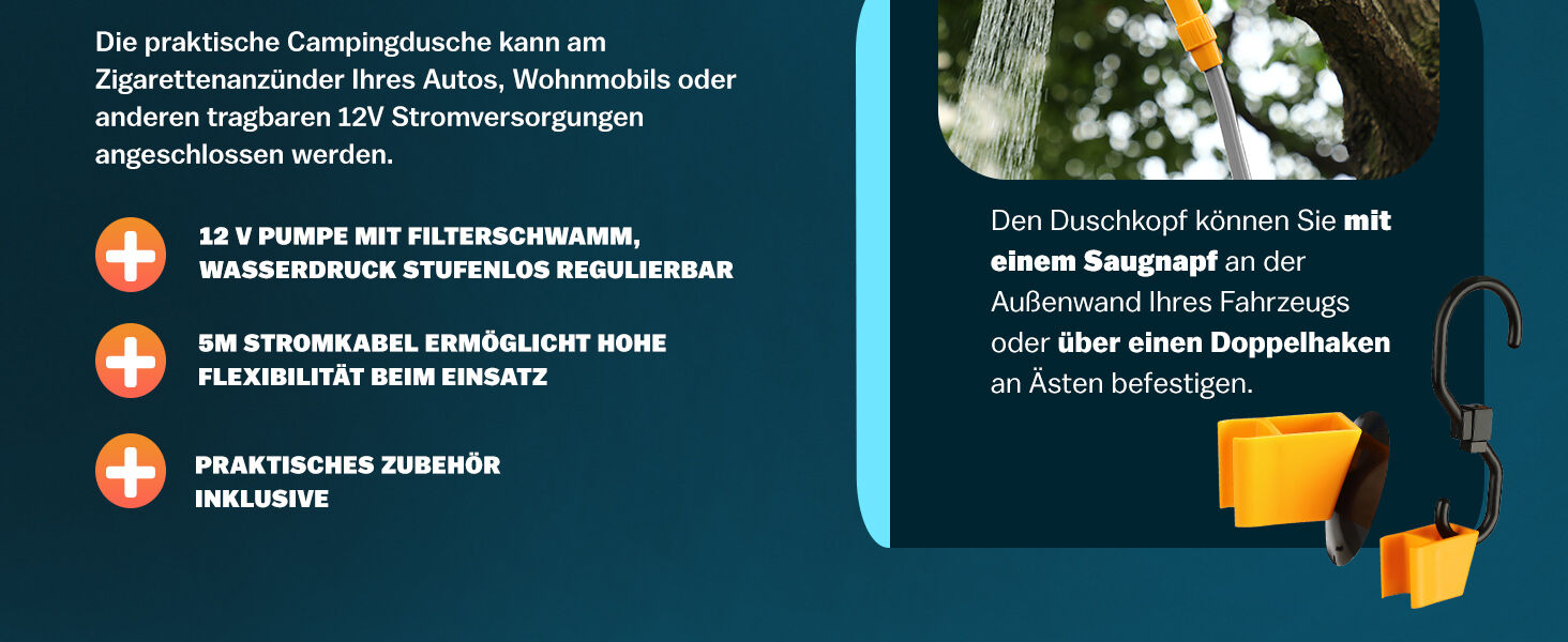 Campingdusche Gelb mit Tauchpumpe