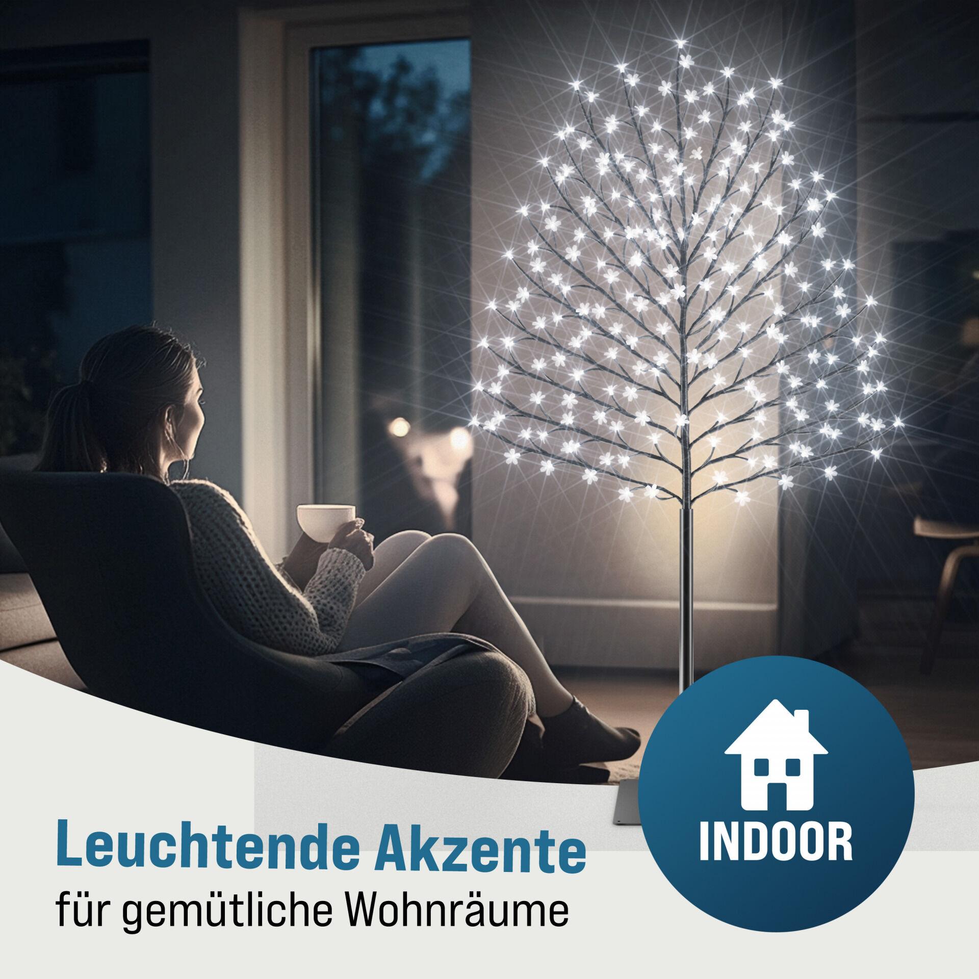 Kirschblütenbaum Kaltweiß 180cm In-/Outdoor + Fernbedienung