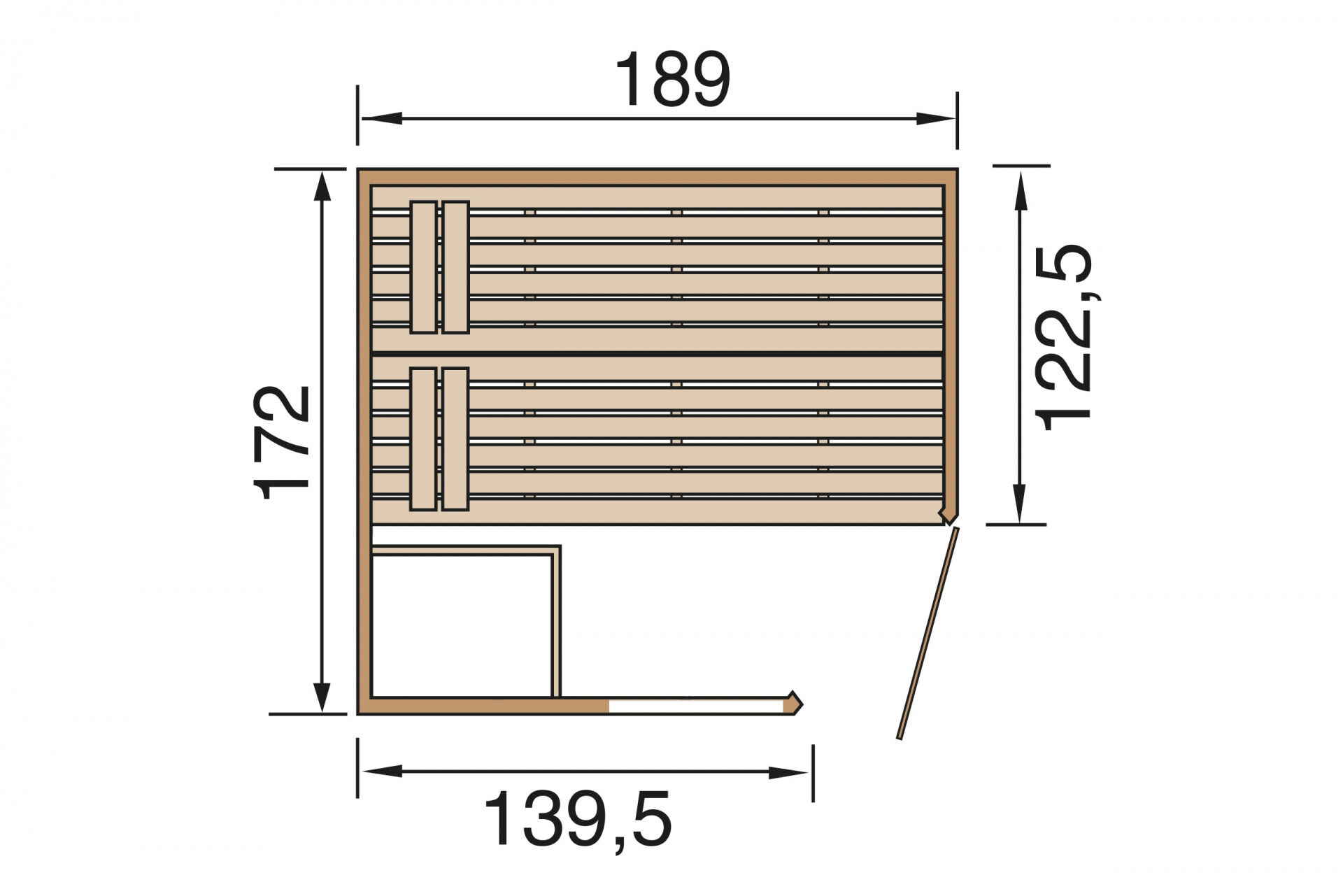 weka Massivholzsauna 38 mm VALIDA Eck 2F