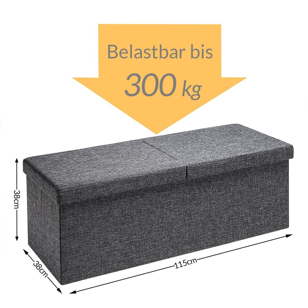 Sitzbank Dunkelgrau 115x38x38cm mit Klappdeckel