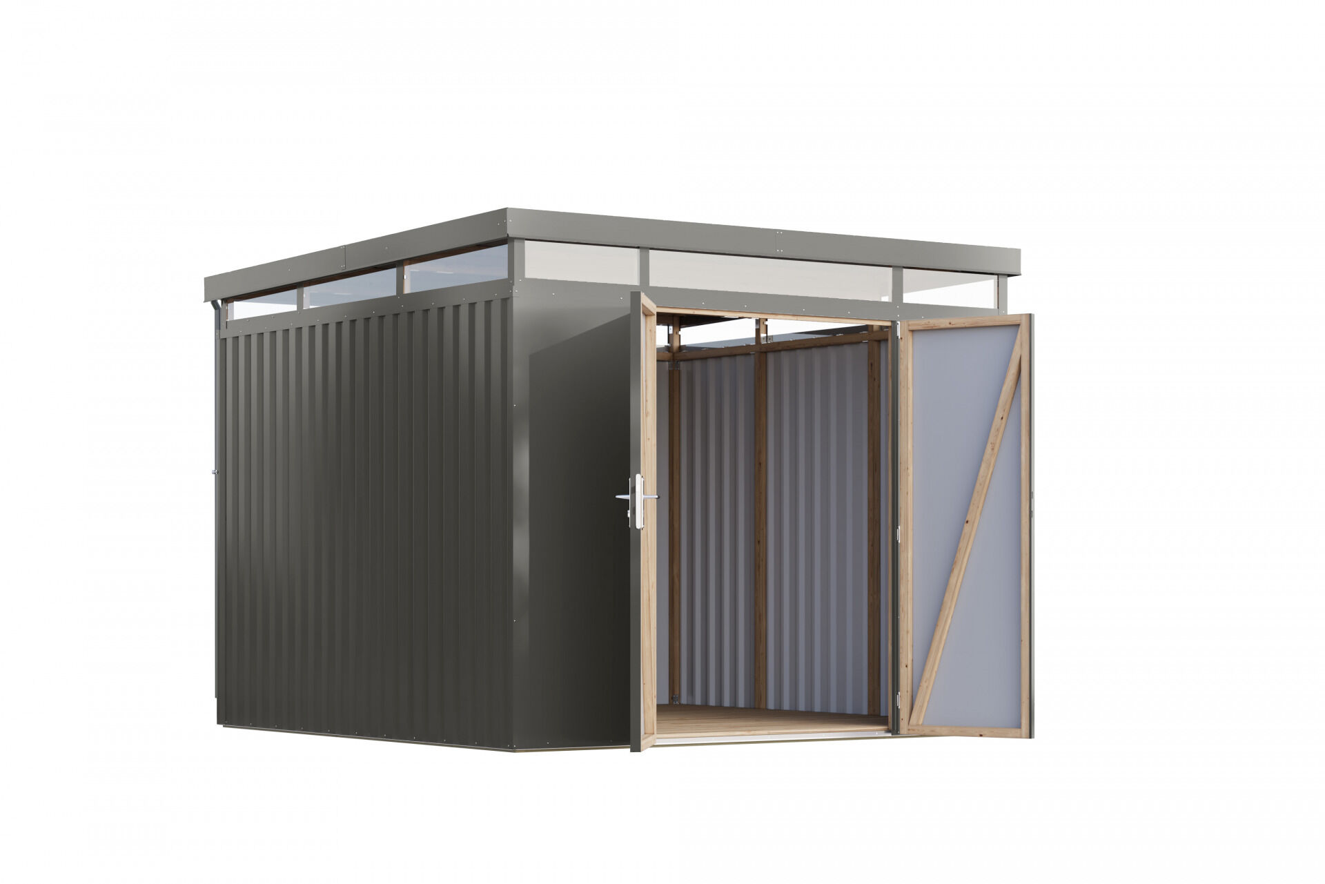 Karibu Flachdach Metall Gartenhaus Aurum 3,5, graualuminium