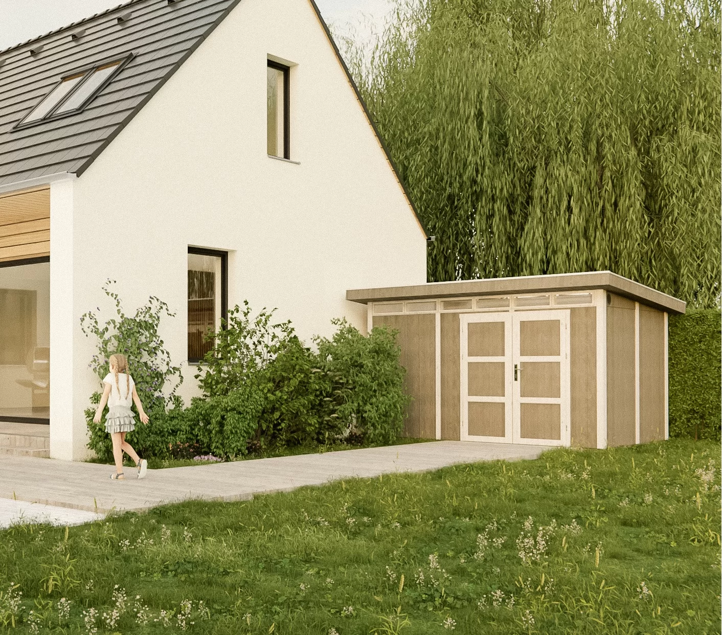 Pultdach Gartenhaus Norge 7 mit LP® SmartSide® M904A – 368 x 236 cm – 9 m2