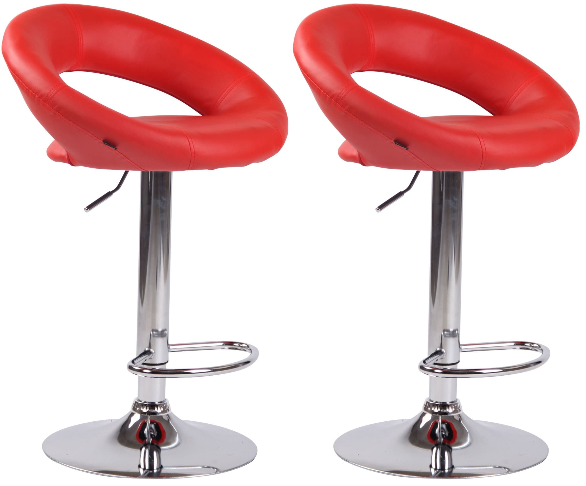 2er Set Barhocker Olinda Kunstleder chrom, rot