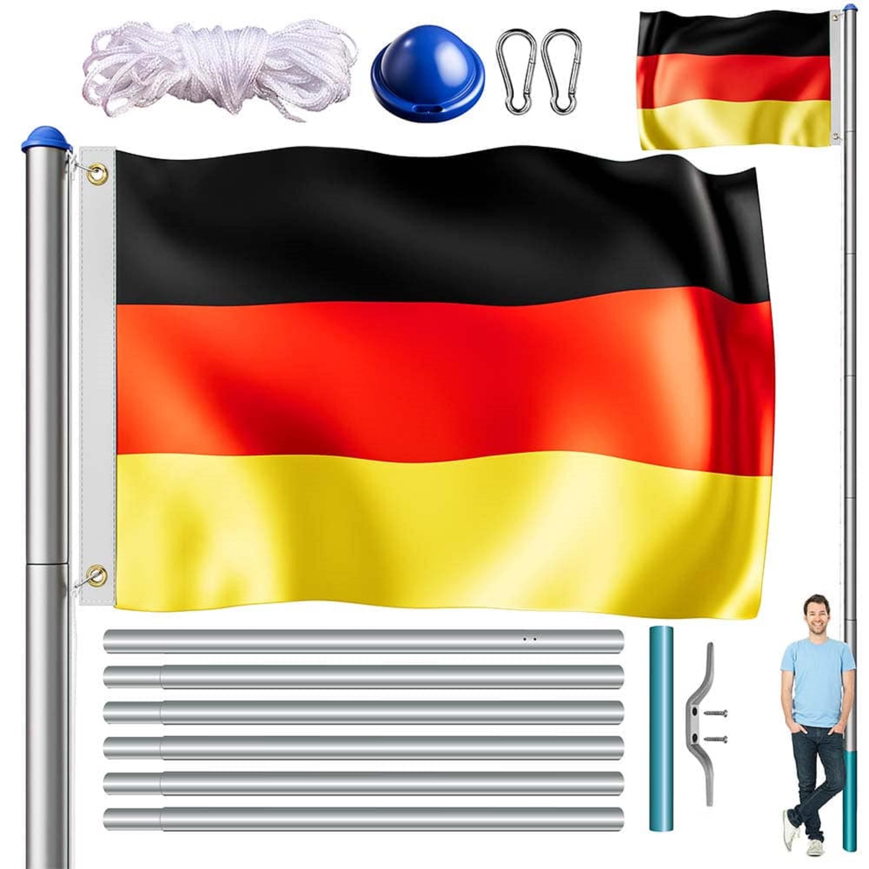 Fahnenmast Alu 650cm mit Deutschland-Flagge