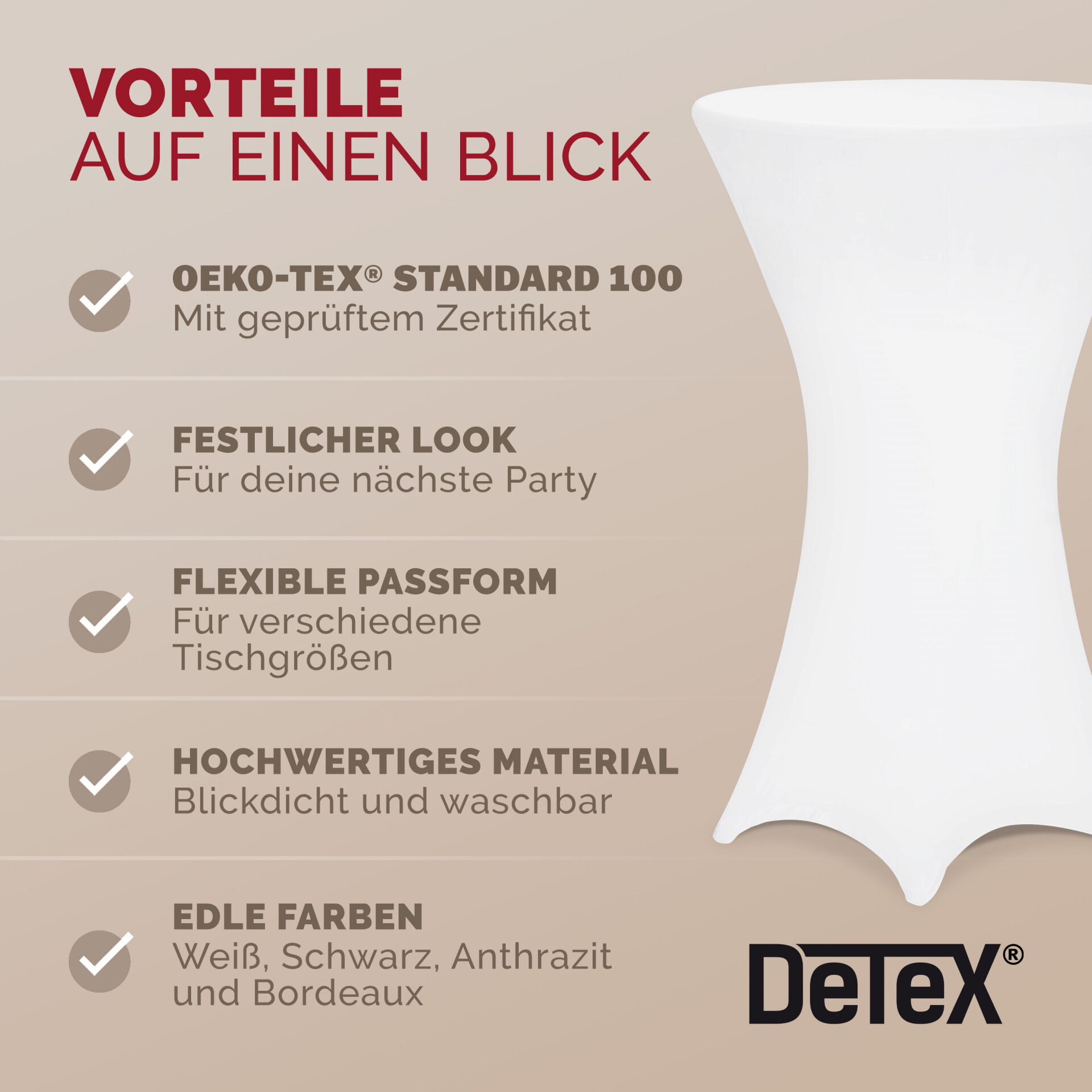 Stehtischhusse Weiß Ø70cm