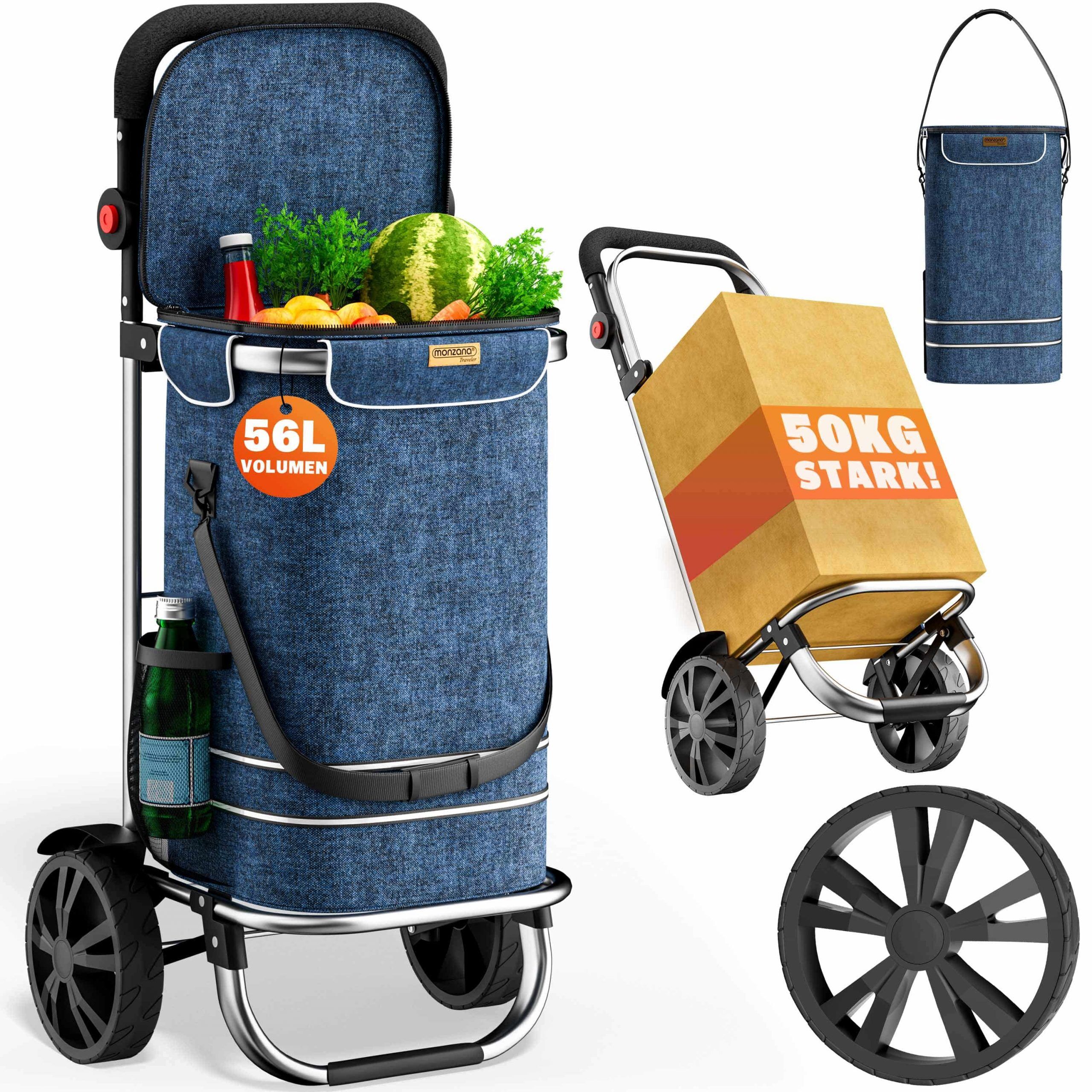 Einkaufstrolley Blau Alu 56L 31x24x54cm