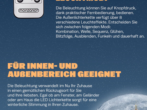 Lichterkette Weihnachten Bunt 20m Fernbedienung