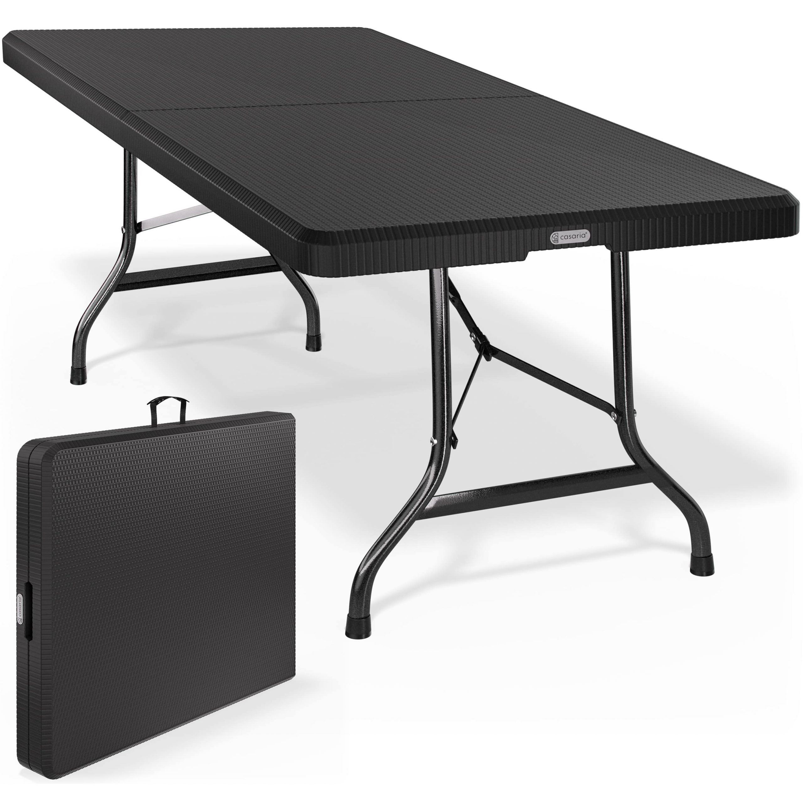 Gartentisch Schwarz Rattan-Look 180x75x73cm klappbar