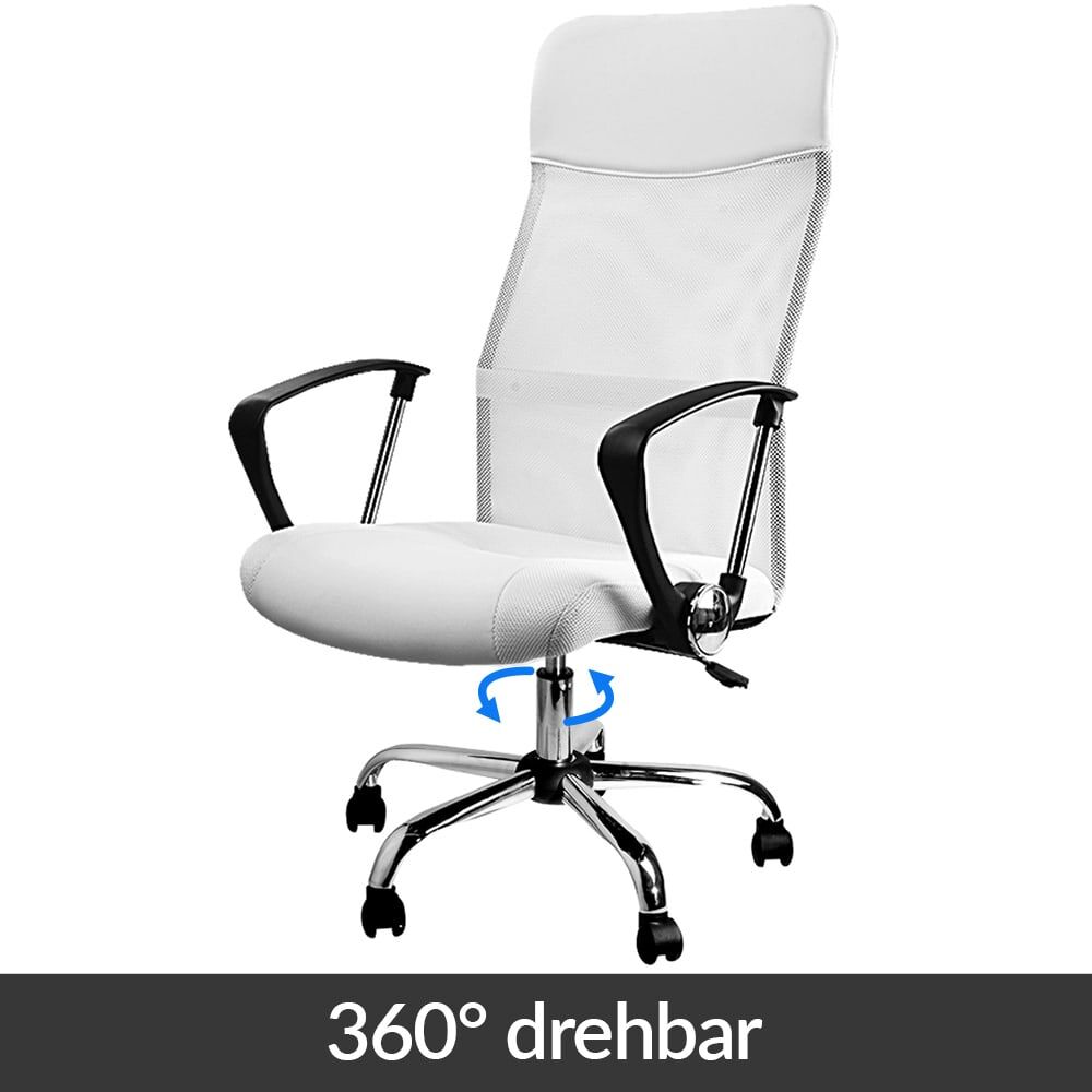 Bürostuhl Deluxe Weiß mit Netz