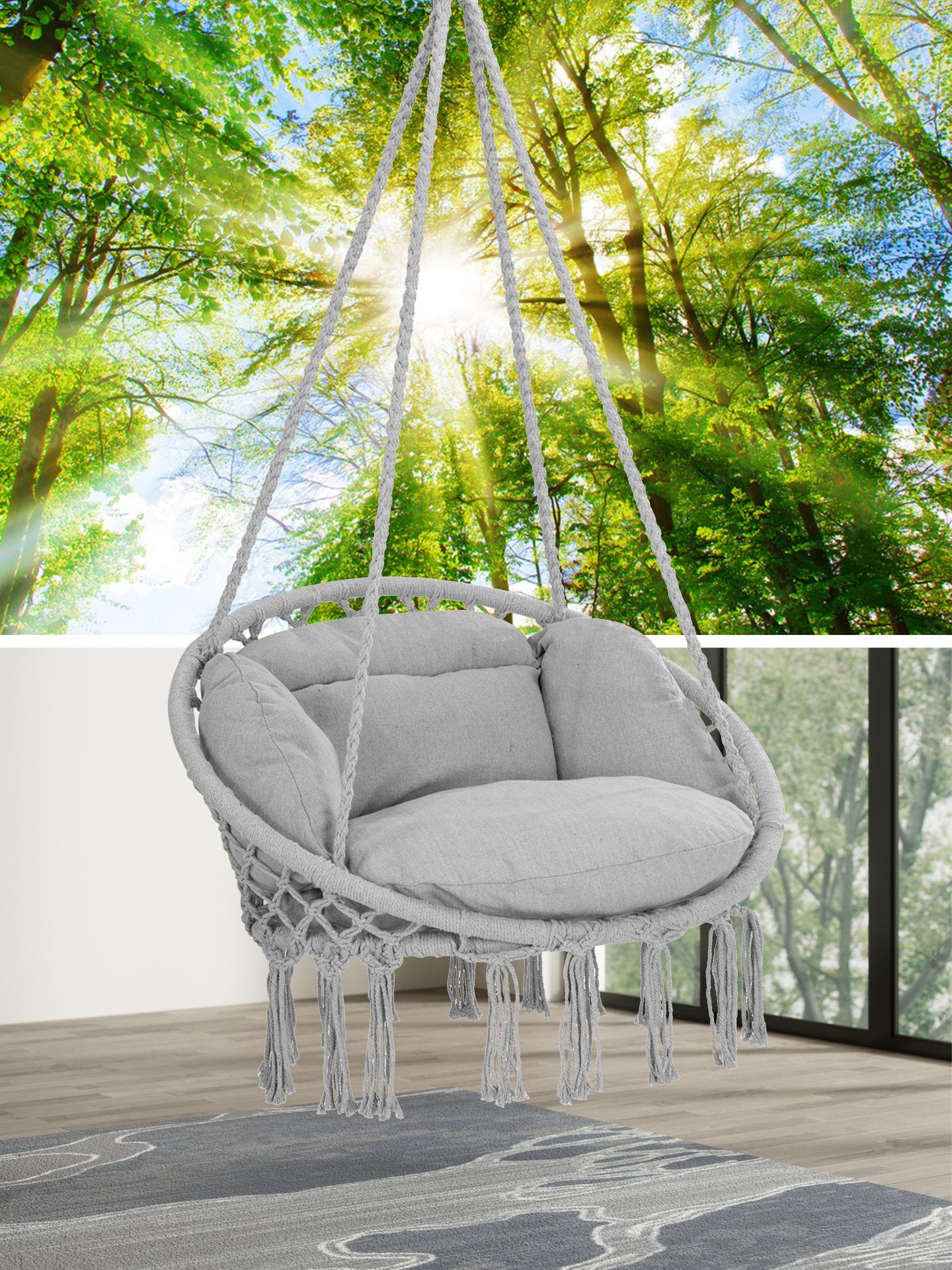 Hängesessel Hellgrau 80x60x140cm