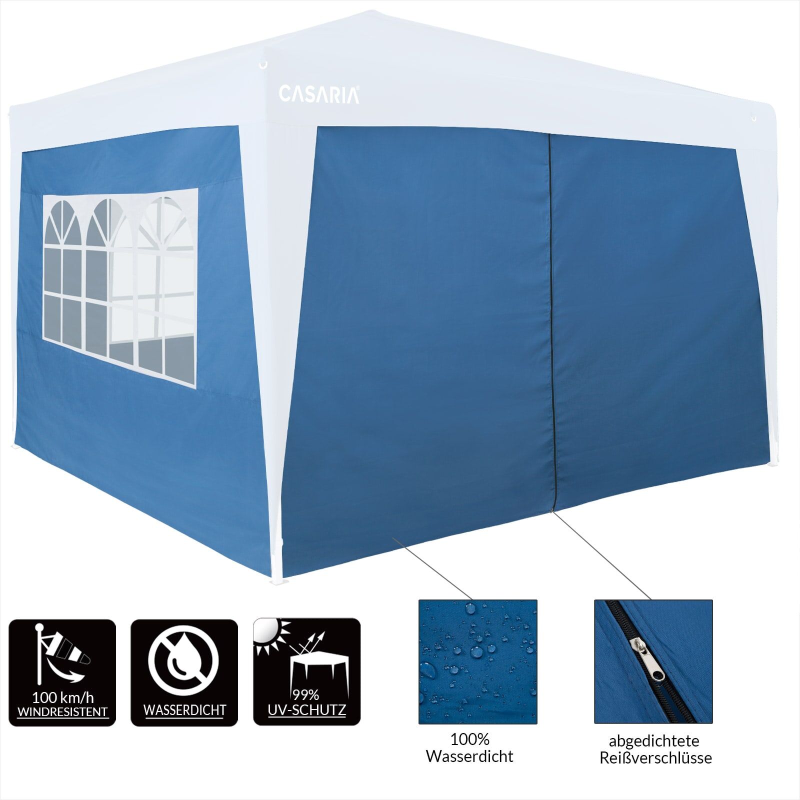 Seitenwände Faltpavillon 2er-Set Blau 3x2m