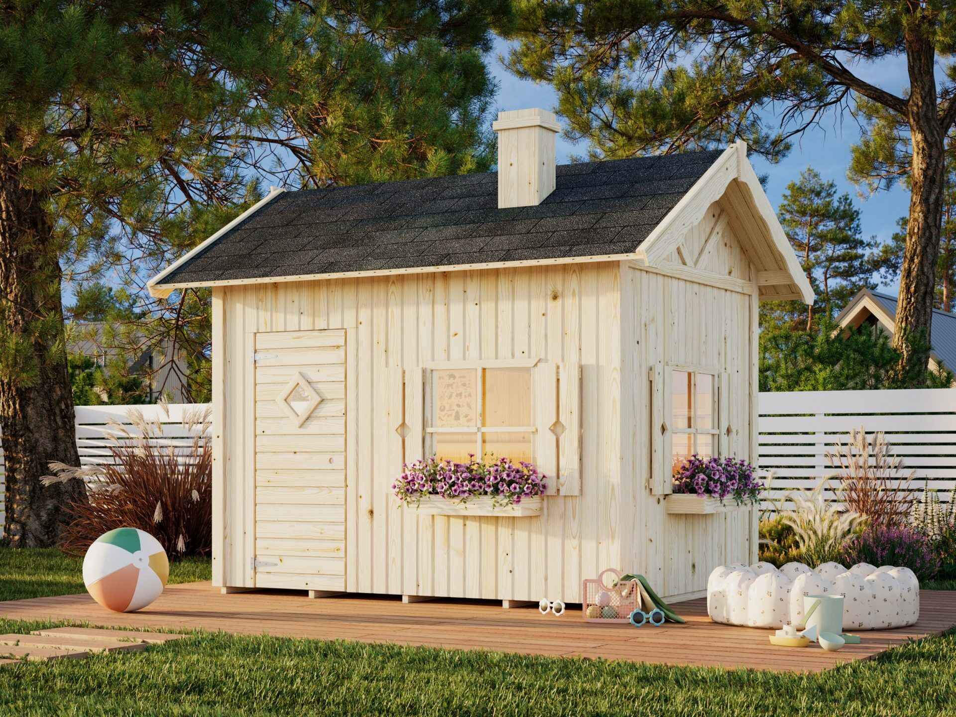 Kinderspielhaus Holz Grete im Garten