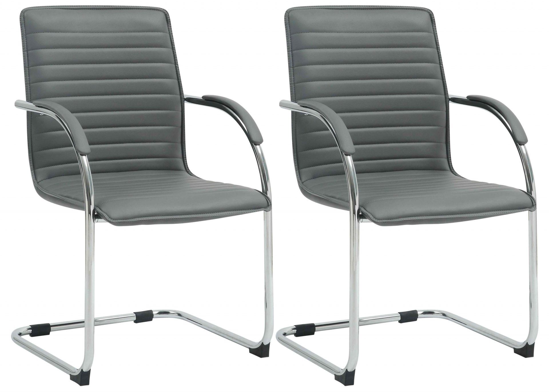 2er Set Besucherstühle Tira Kunstleder, grau