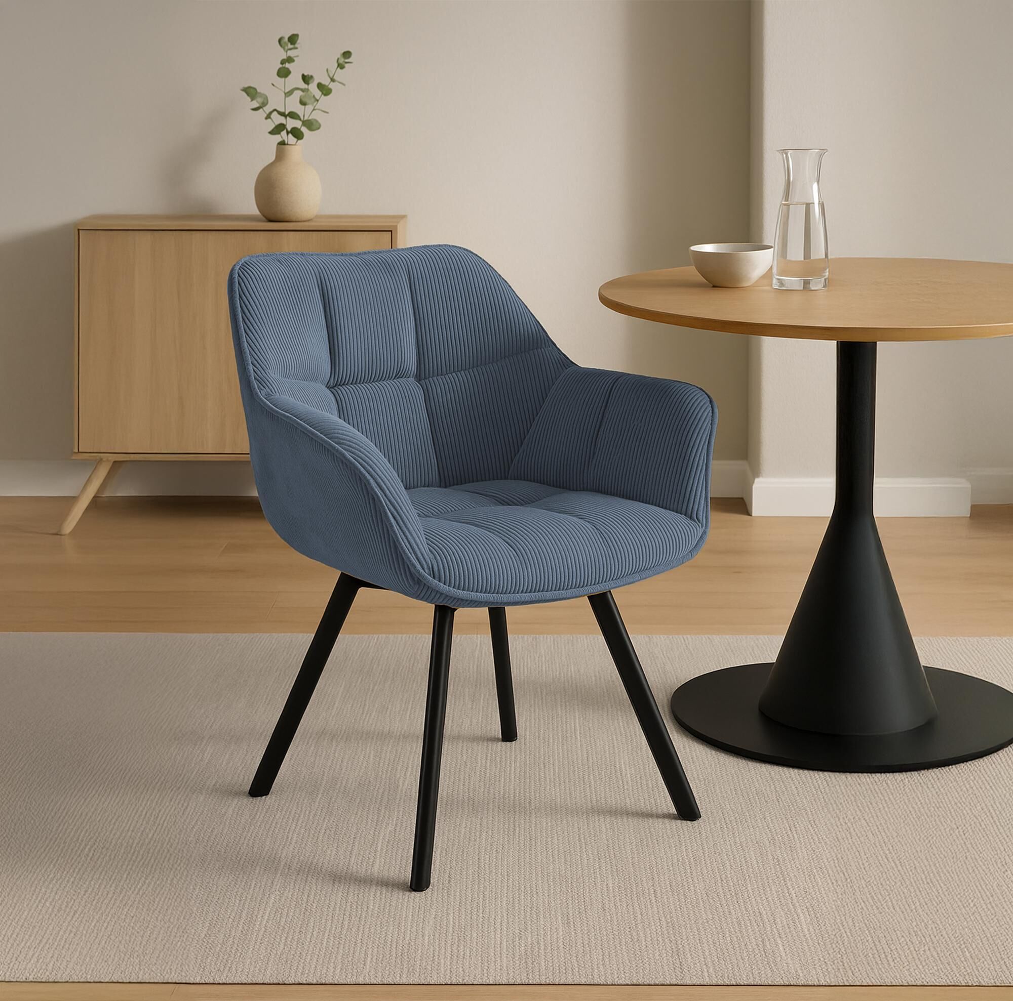 Esszimmerstuhl Jordi Cord, blau
