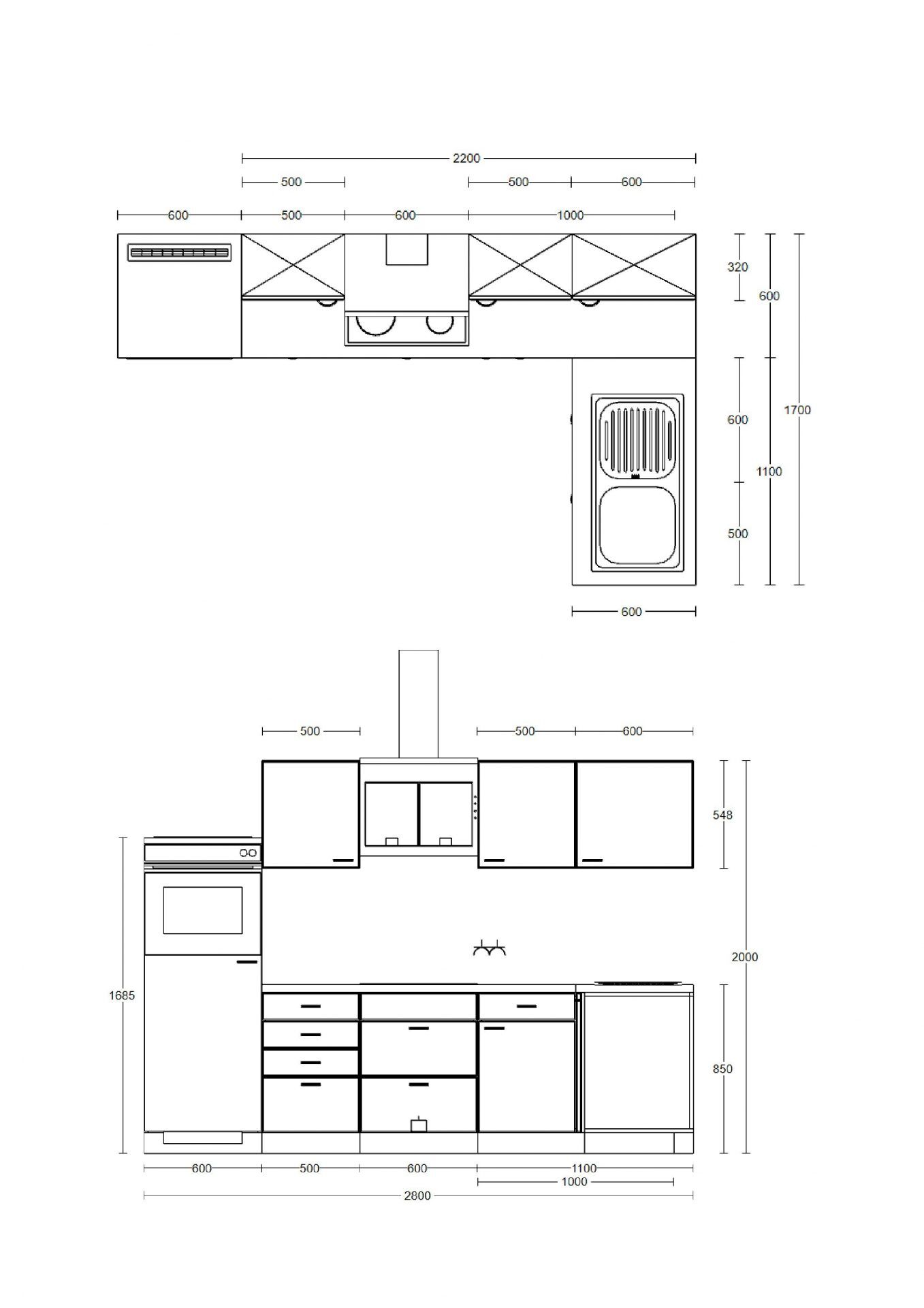Winkelküche CARA 280x170 cm mit E-Geräten