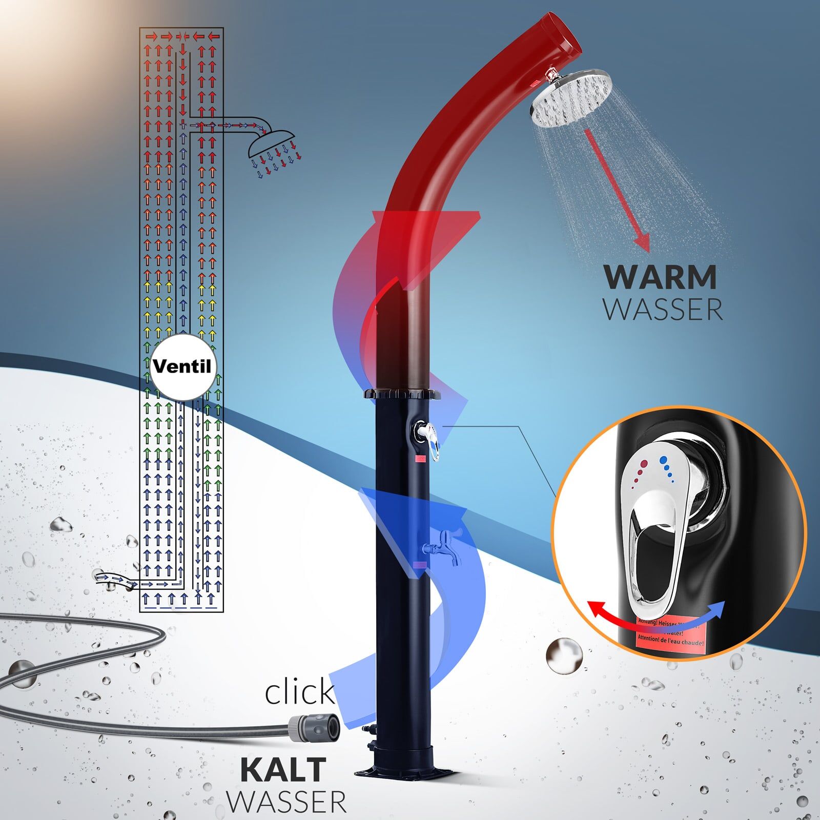 Solardusche Bow Schwarz 20L