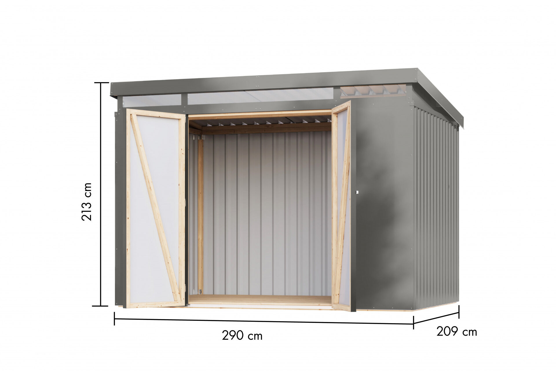Karibu Pultdach Metall Gartenhaus Iridium 3, graualuminium