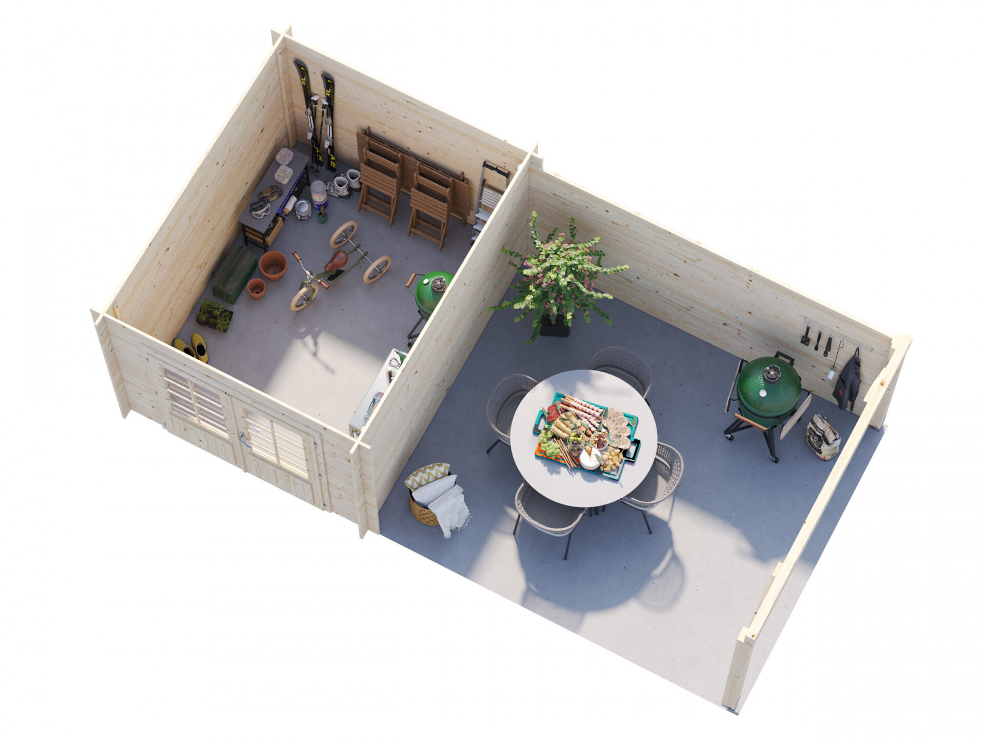 Flachdach Palmako Gartenhaus Ella 6,9+10,0 m²