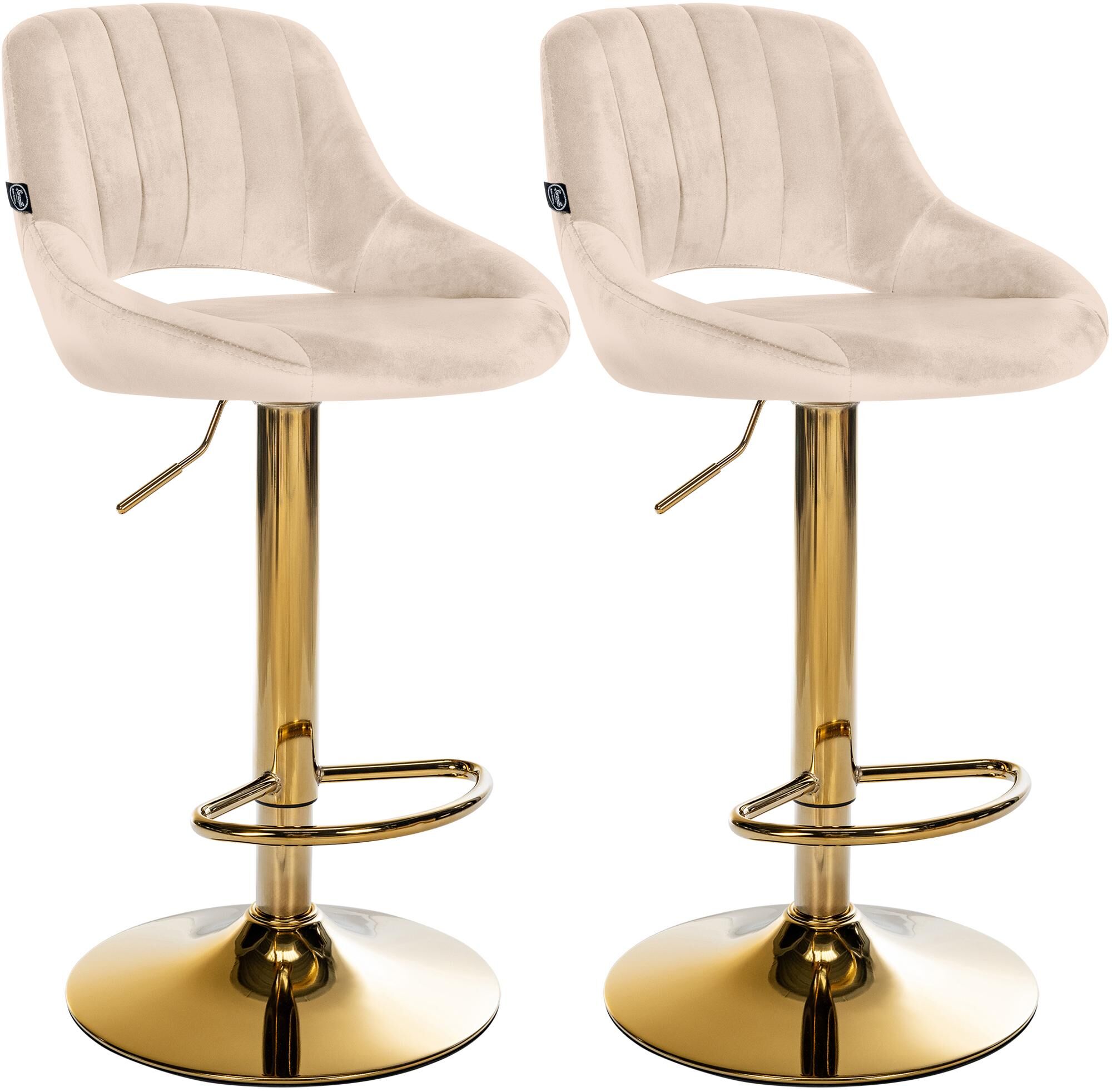 2er Set Barhocker Milet Samt G, creme