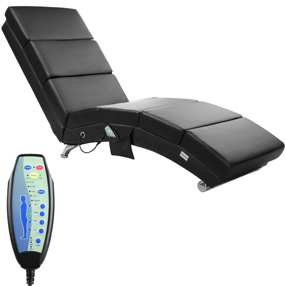 Relaxliege London Schwarz mit Massage- + Heizfunktion