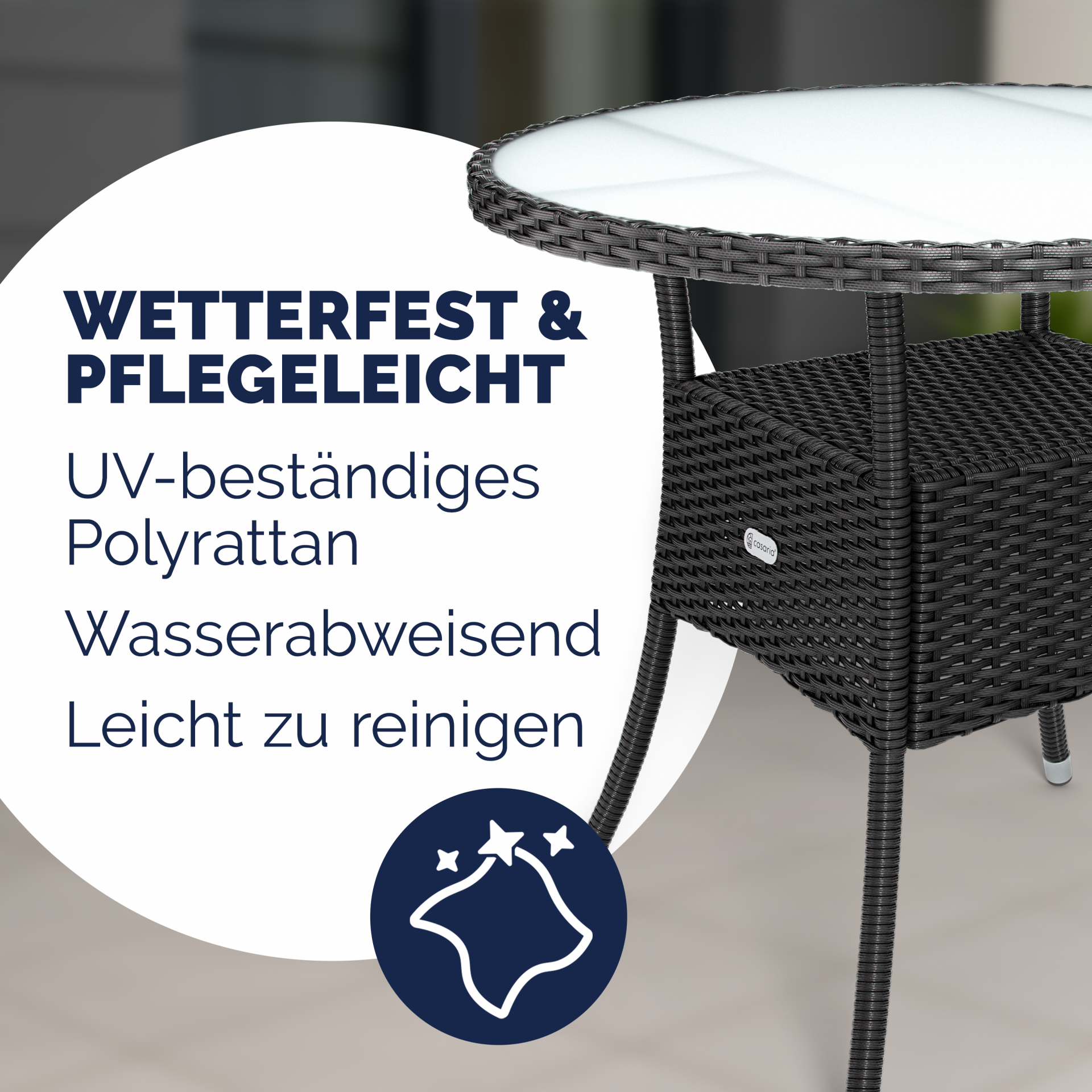 Polyrattan Tisch Schwarz Ø80cm
