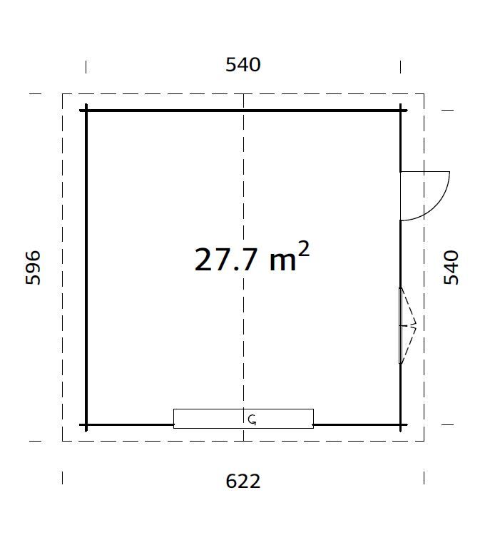 Palmako Holzgarage Roger 27,7 m² mit Sektionaltor