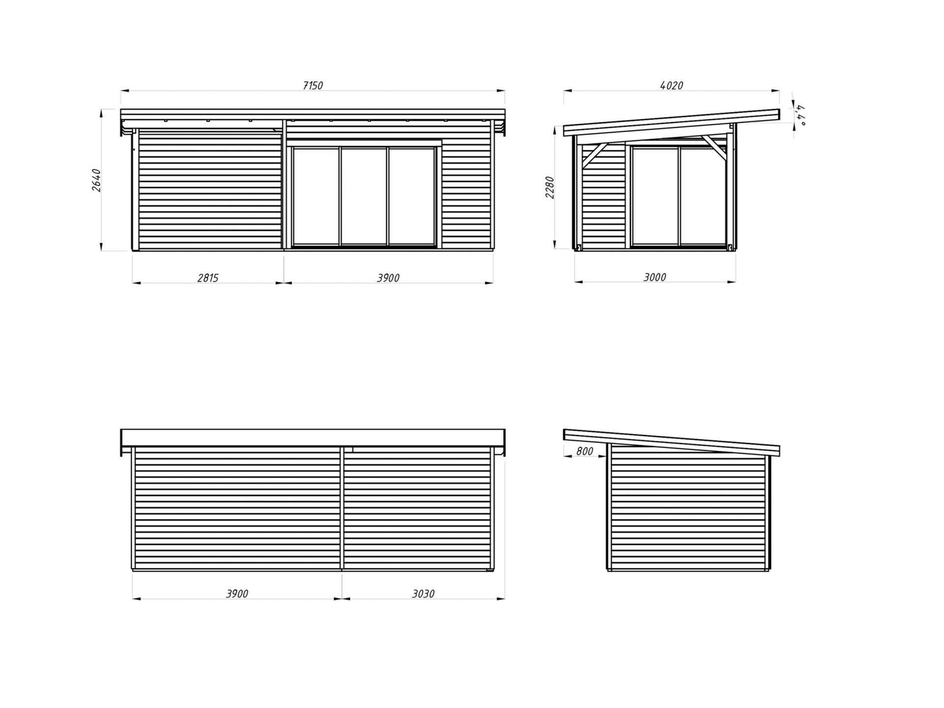 Palmako Pultdach Gartenhaus Andrea 11,2+7,9 m2 Slide Plus