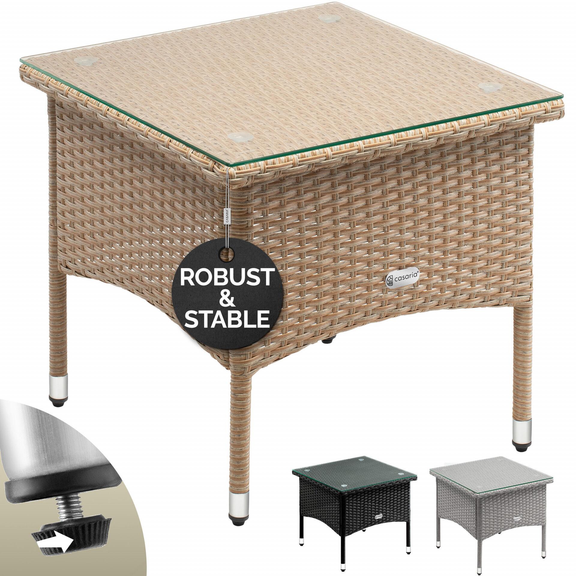 Polyrattan Beistelltisch Grau-Beige 50x50x45cm