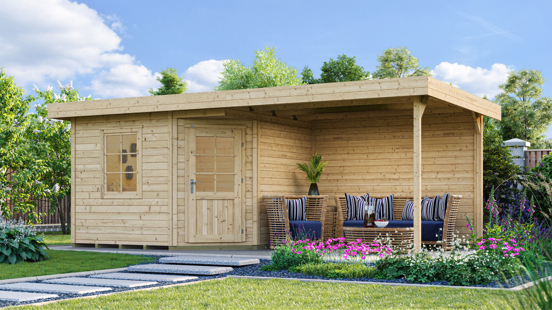 weka Design-Gartenhaus 213 Plus B 5,9x2,8m, Naturbelassen