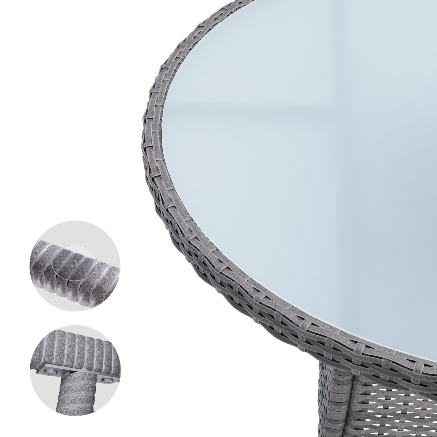 Polyrattan Tisch Grau Ø80cm