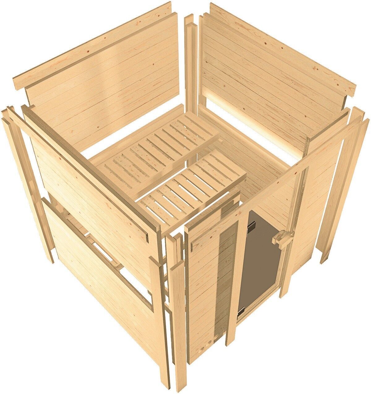 Karibu Systemsauna Rodin, ohne Ofen, ohne Beleuchtung, ohne Dachkranz