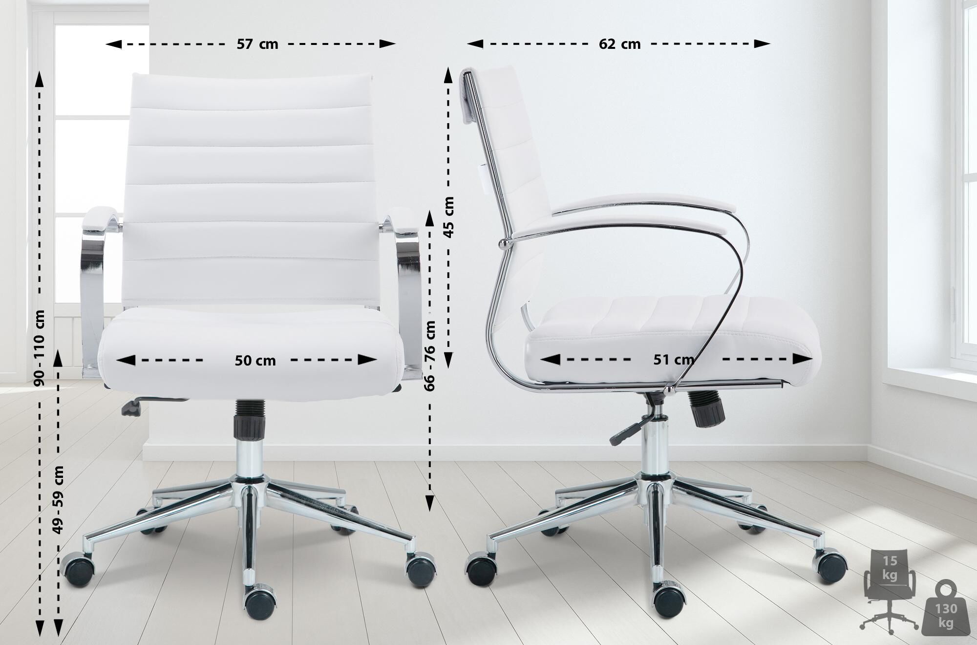 Bürostuhl Oakland Kunstleder, weiß