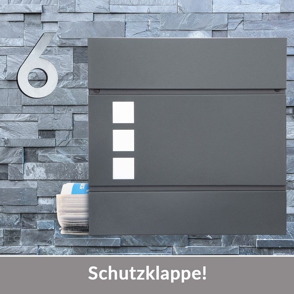 Designer Briefkasten mit Sichtfenster Anthrazit