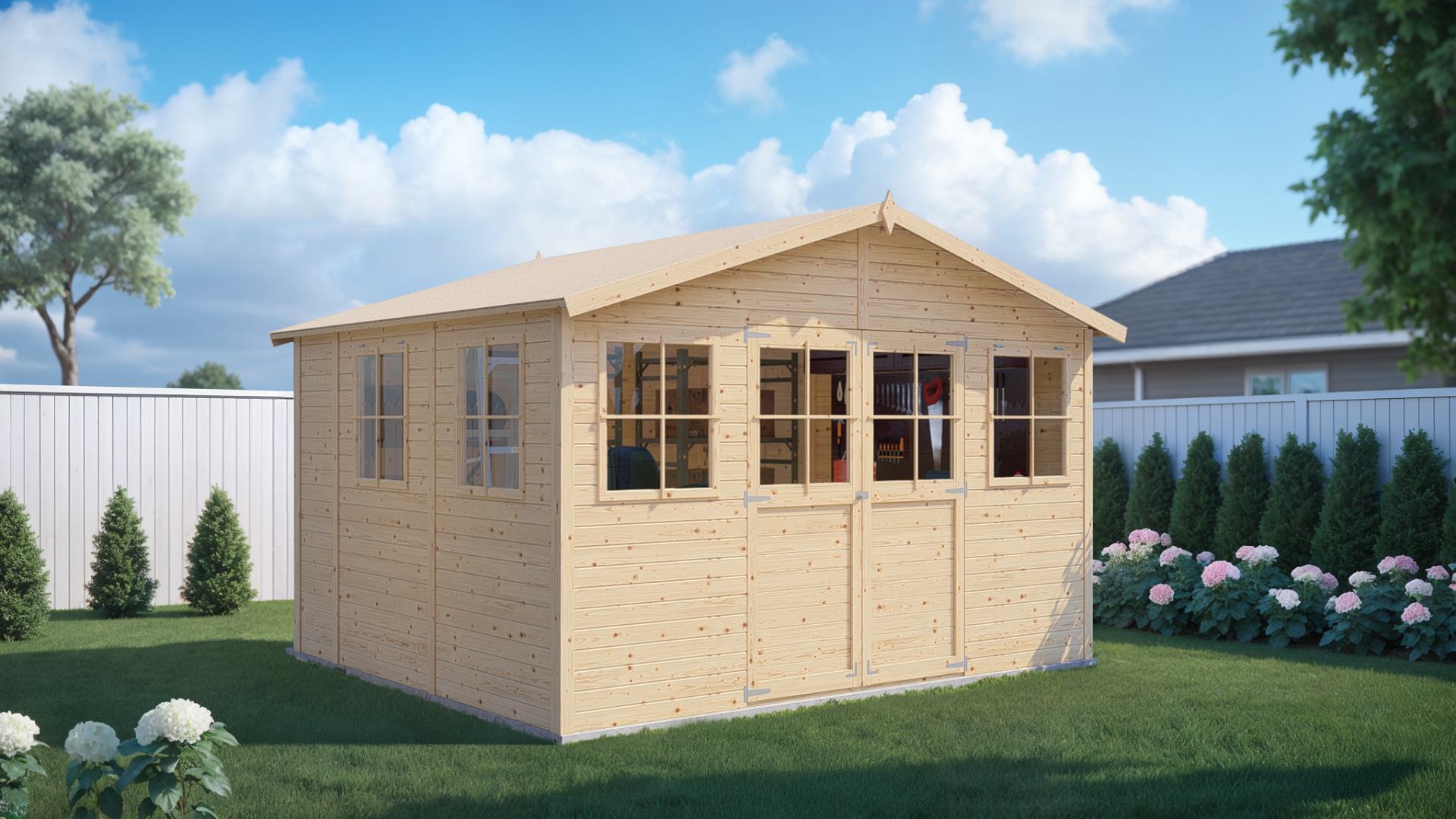 Gartenhaus Holz Workshop 1 naturbelassen 346 x 297 cm