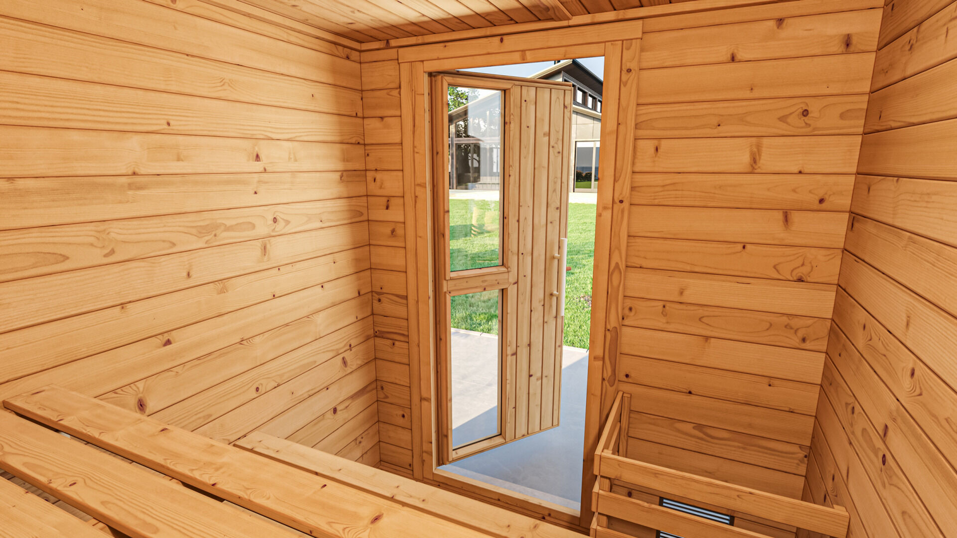weka Saunahaus 38 mm NAANTALI mit Flachdach