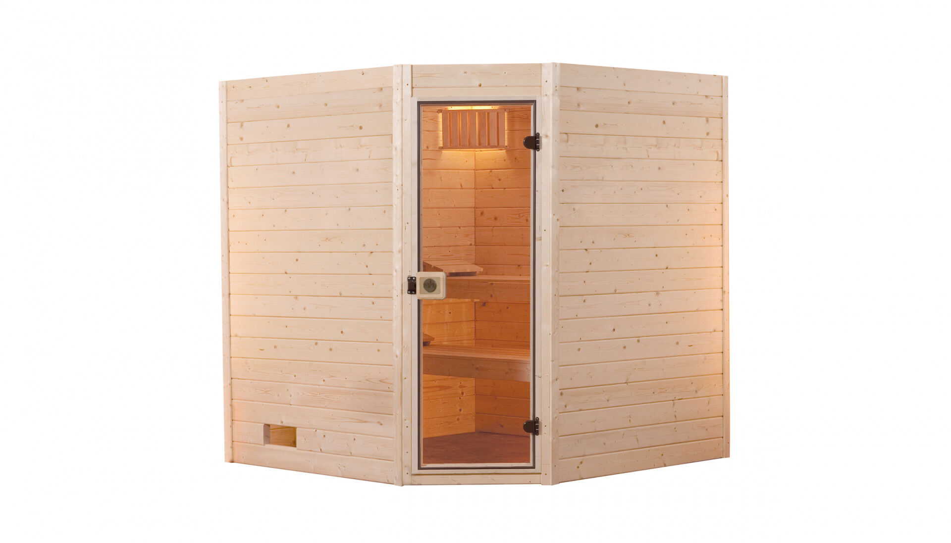 weka Massivholzsauna VALIDA Eck 3, 9 kw Ofen, max. 110°C, inkl. Steuerung, Steine &amp; Kabel, ohne Beleuchtung