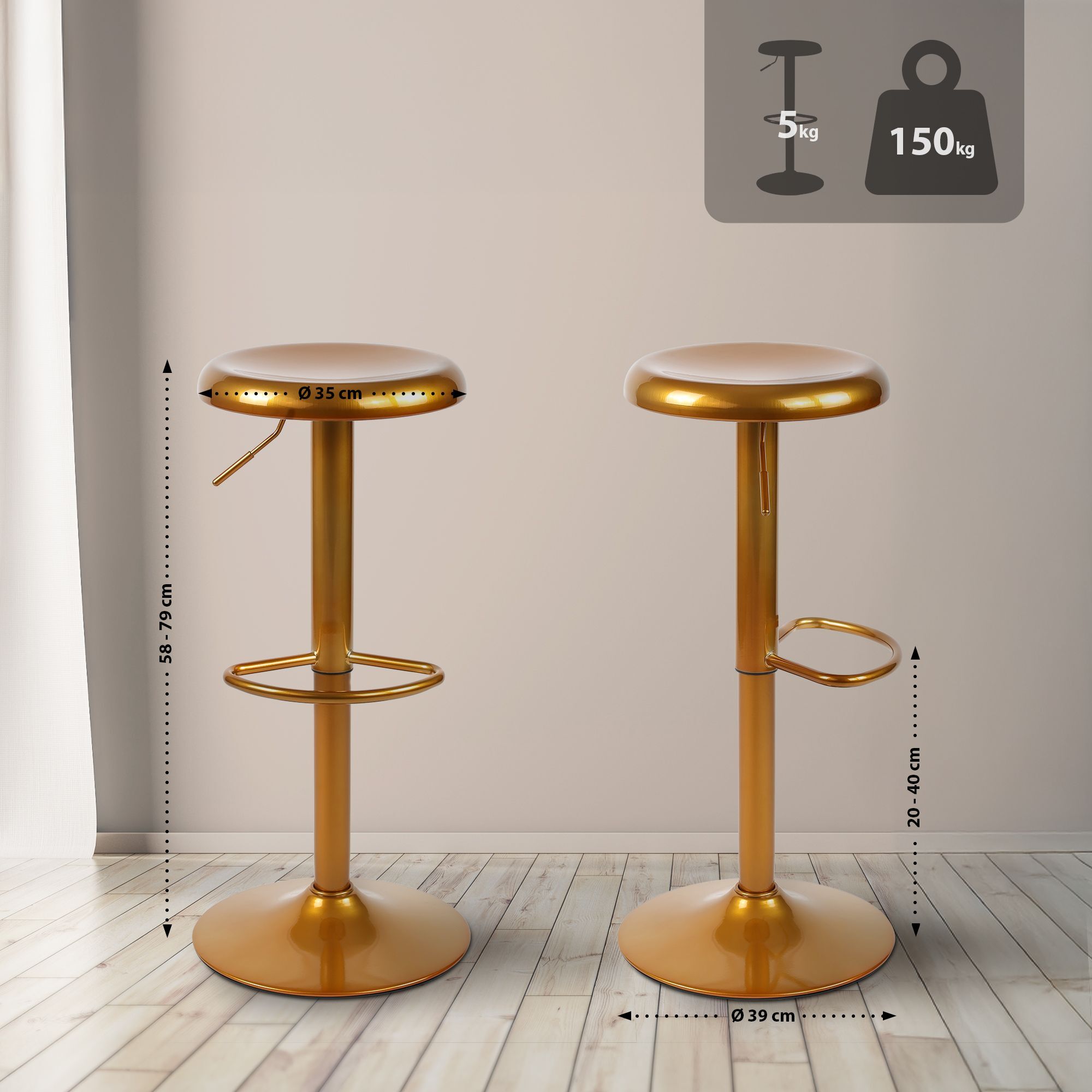 Barhocker Williston, gold