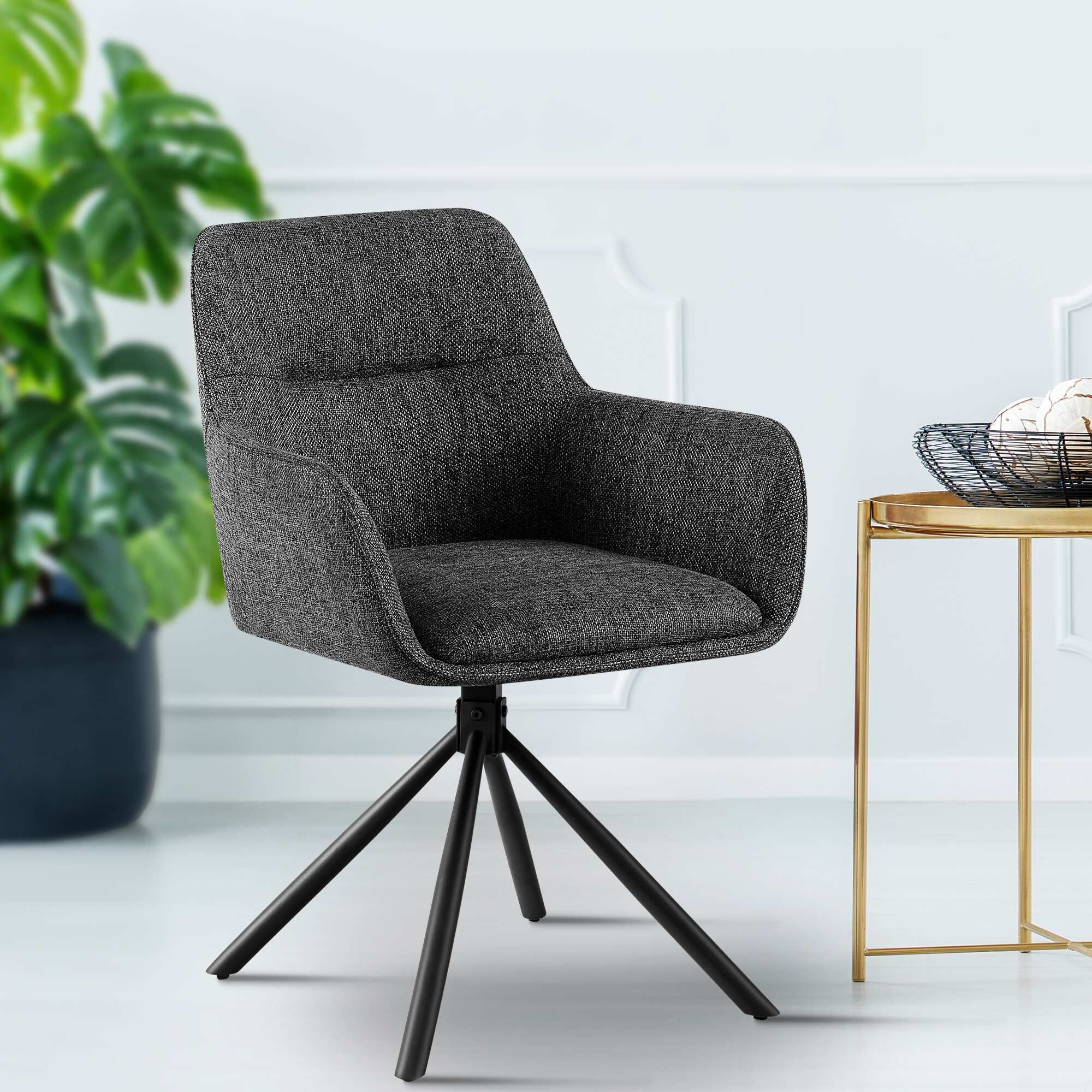 2er Set Stuhl Tipton Stoff, dunkelgrau