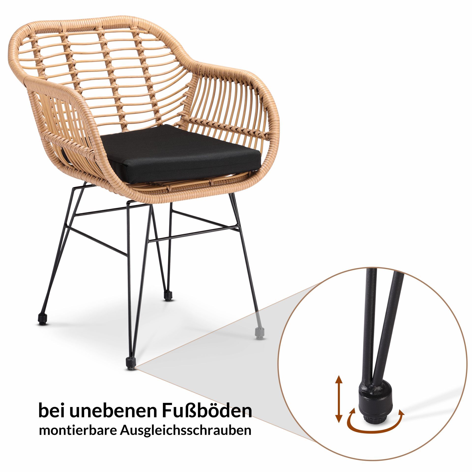 Polyrattan Korbsessel Bali 2er-Set Natur