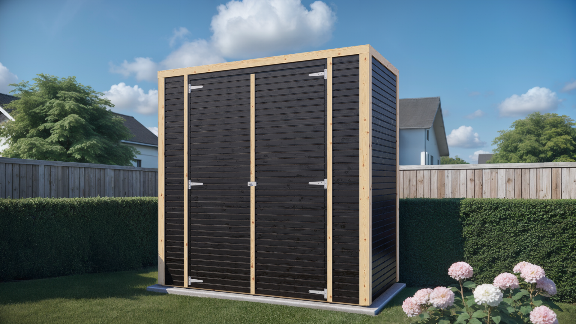 Gerätehaus Holz Box 1 schwarz/natur 207 x 103 cm