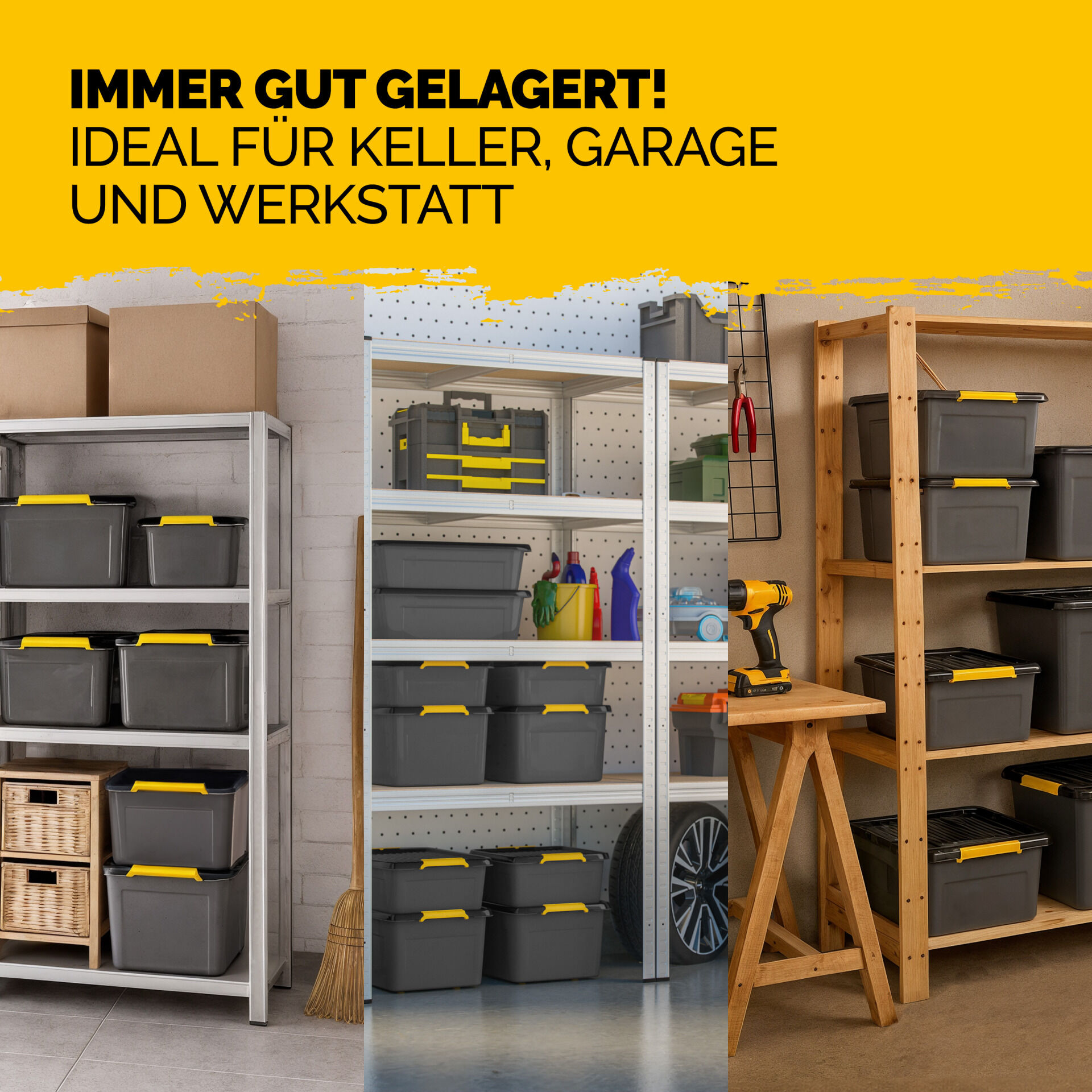 Aufbewahrungsbox Grau/Anthrazit 39x39x16cm stapelbar