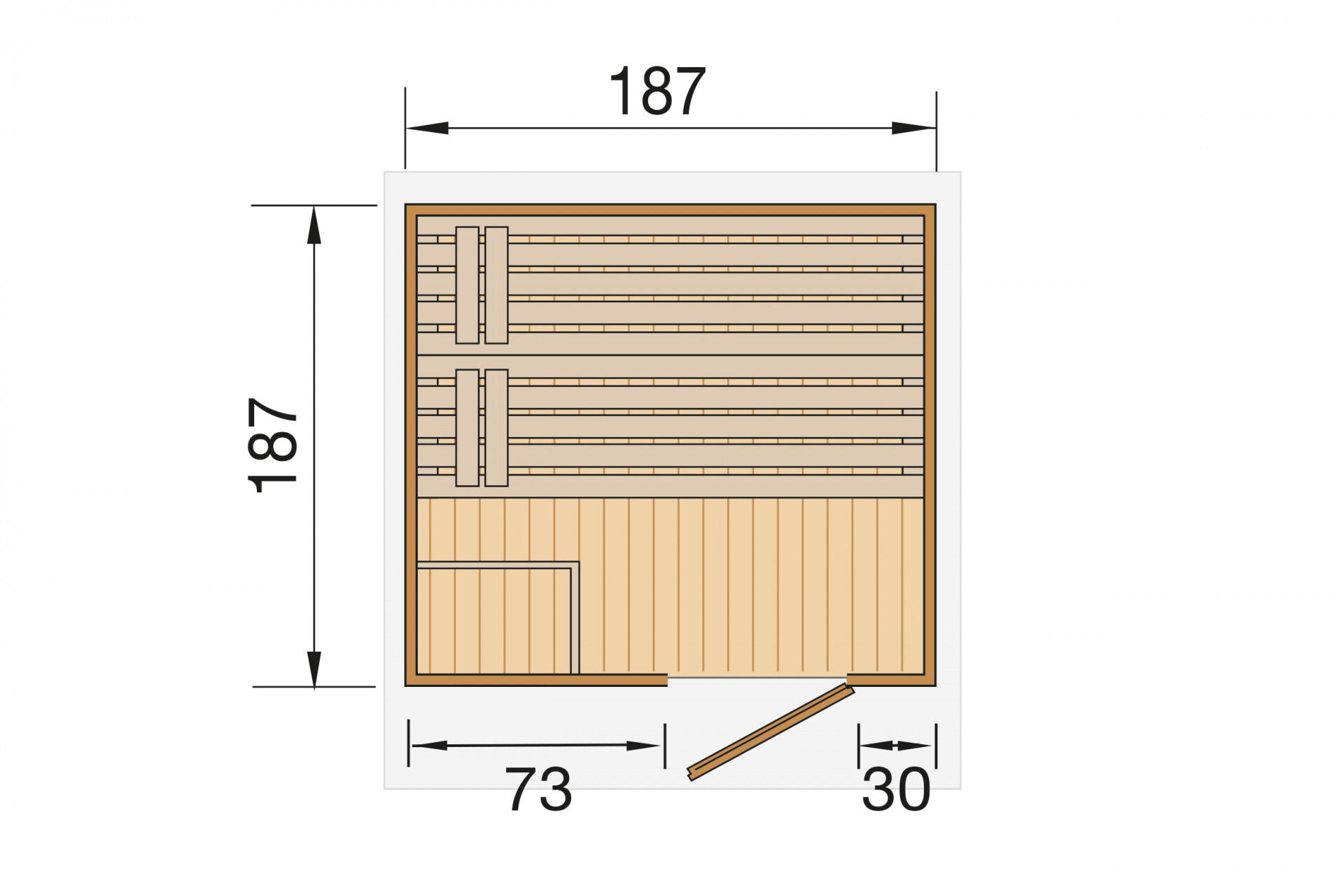 weka Saunahaus 38 mm NAANTALI mit Flachdach