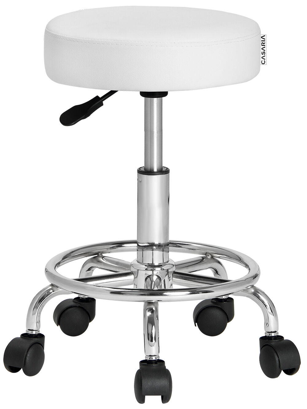Rollhocker Kunstleder Weiß 360° drehbar Fußablage