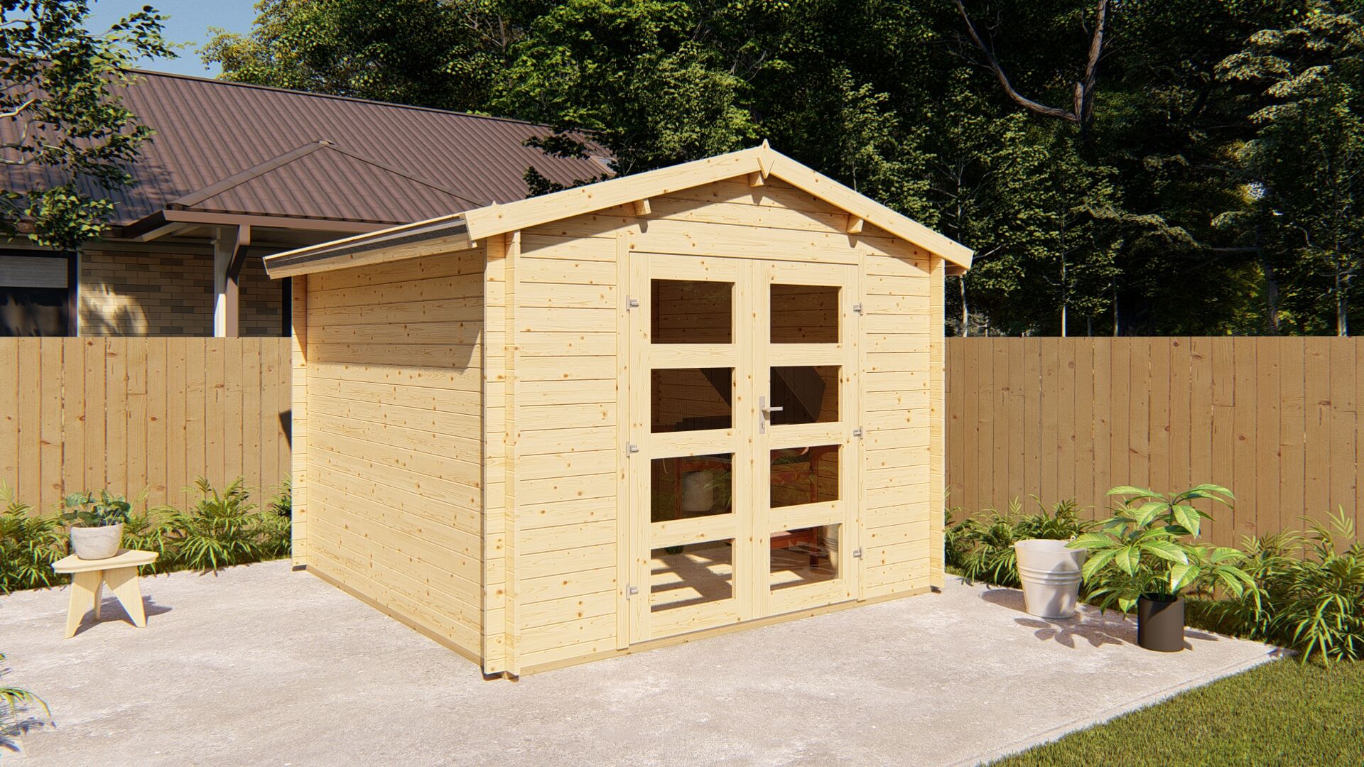 Gartenhaus 3×3 Funny 12 Holz Gartenhaus mit Doppeltür und Satteldach