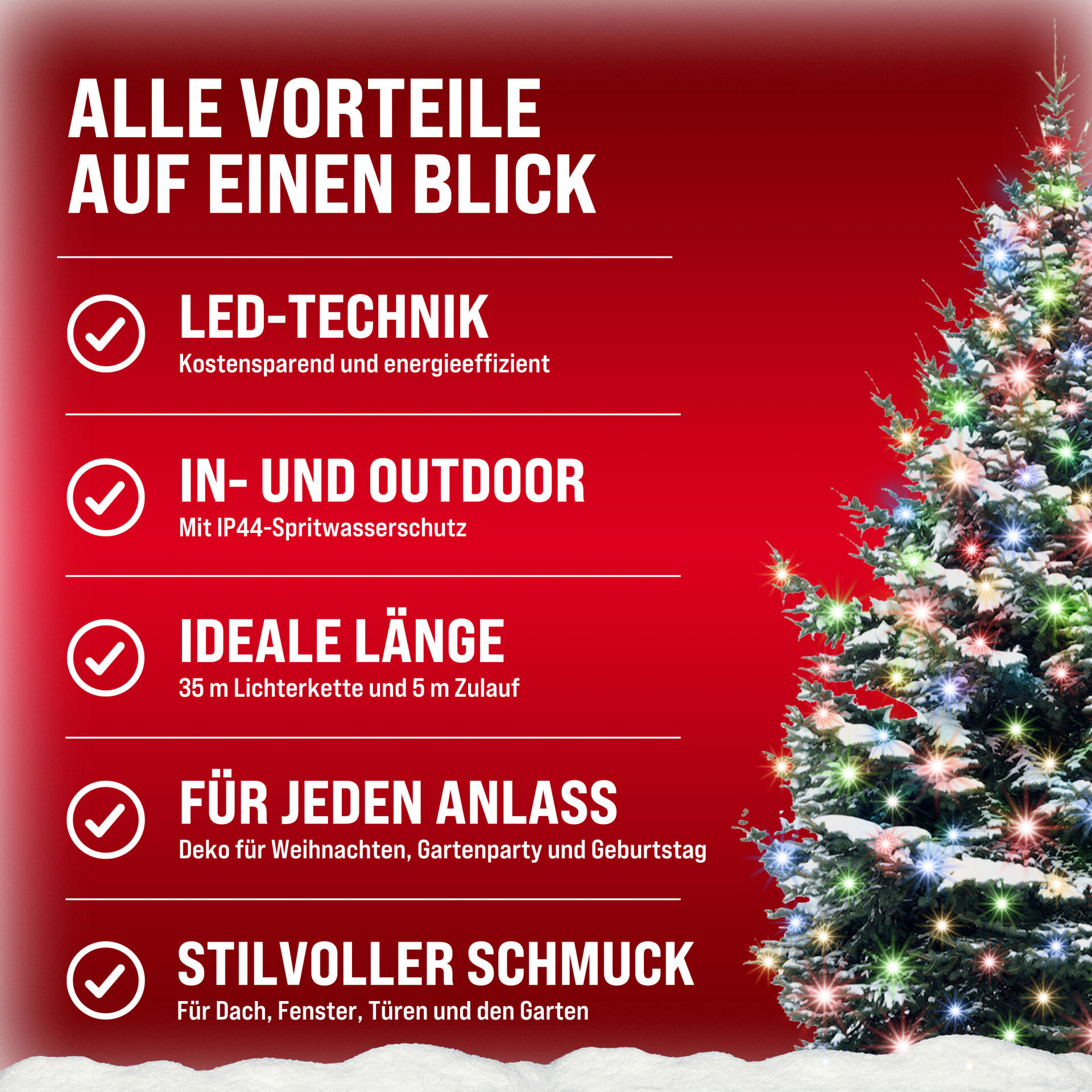 Lichterkette Weihnachten Bunt 40m