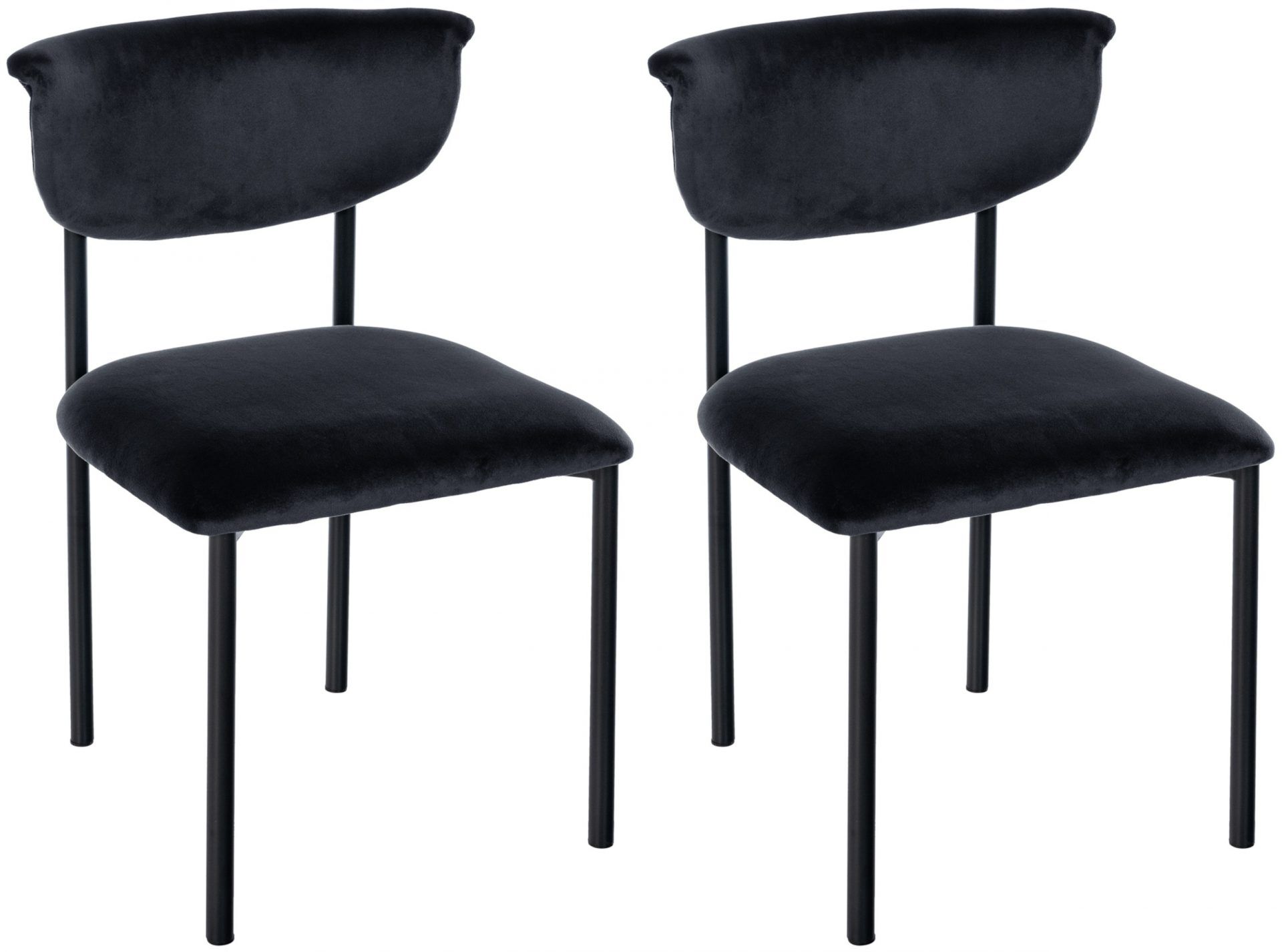 2er Set Besucherstuhl Gambell Samt, schwarz