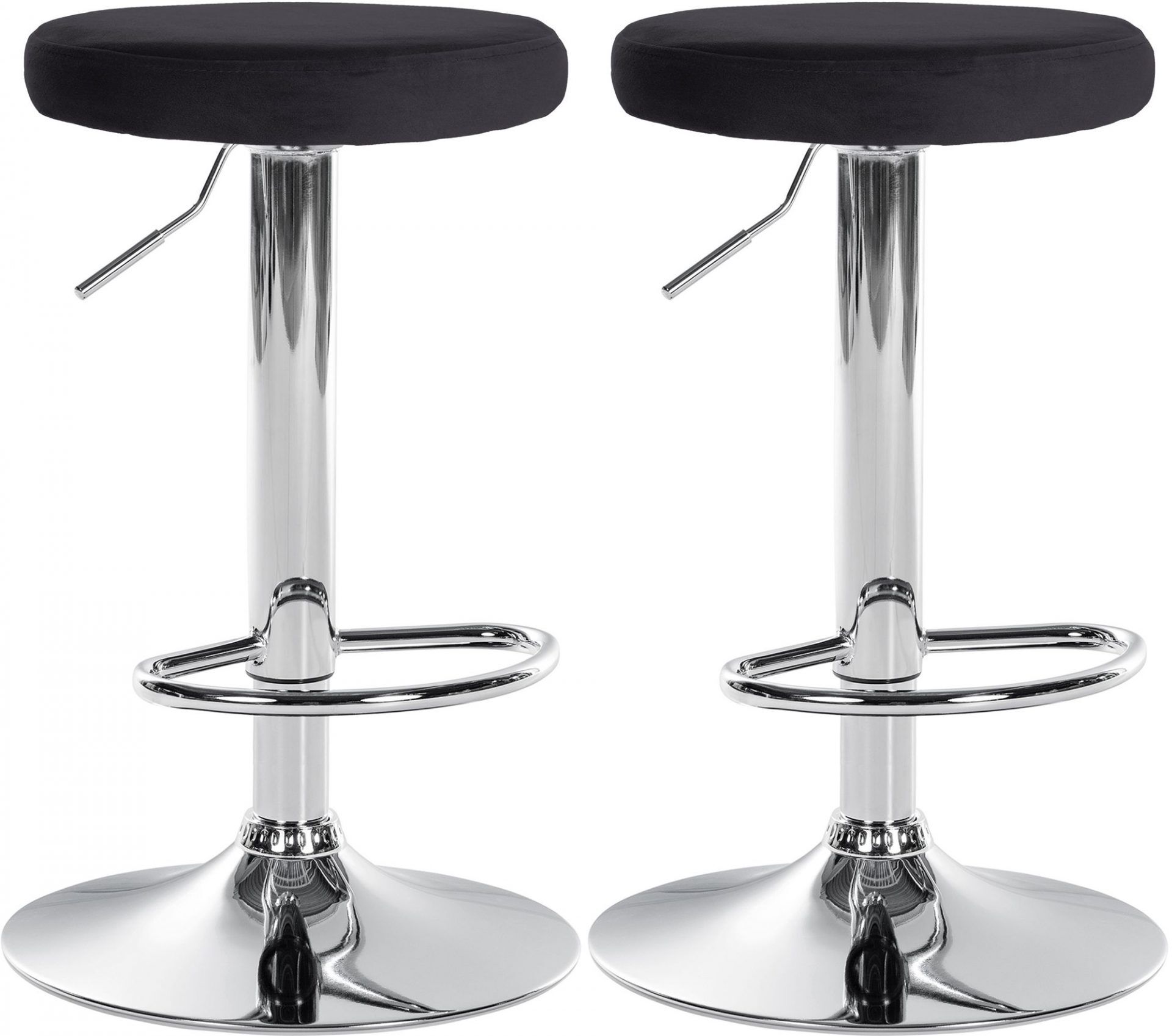 2er Set Barhocker Ponte Samt chrom, schwarz