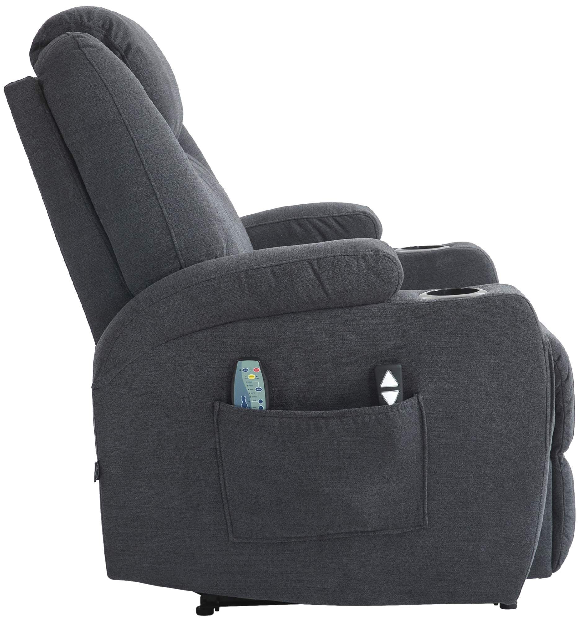 Sessel Hepler mit Massagefunktion Stoff, dunkelgrau