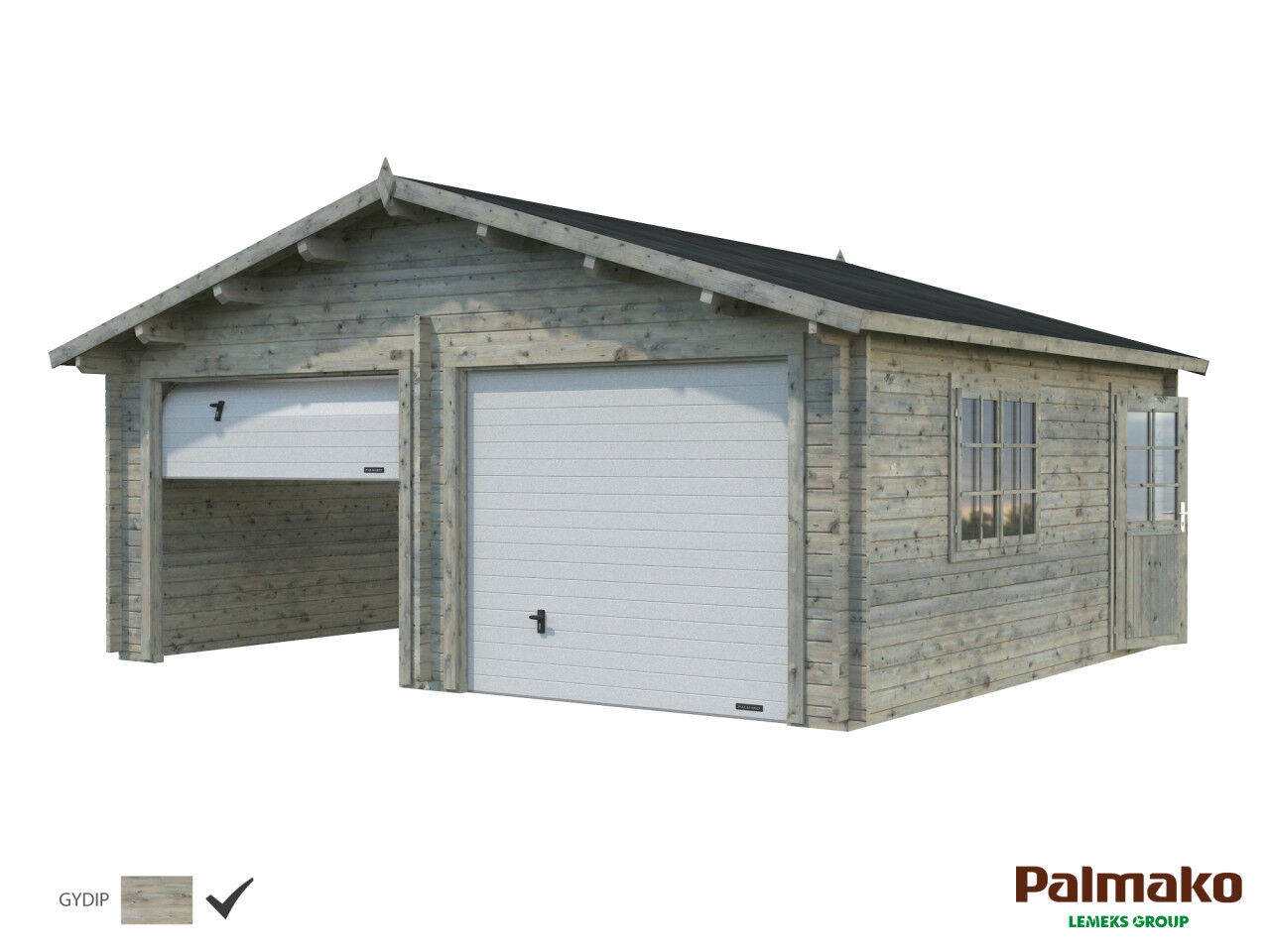 Palmako Holzgarage Roger 28,4 m² mit Sektionaltor