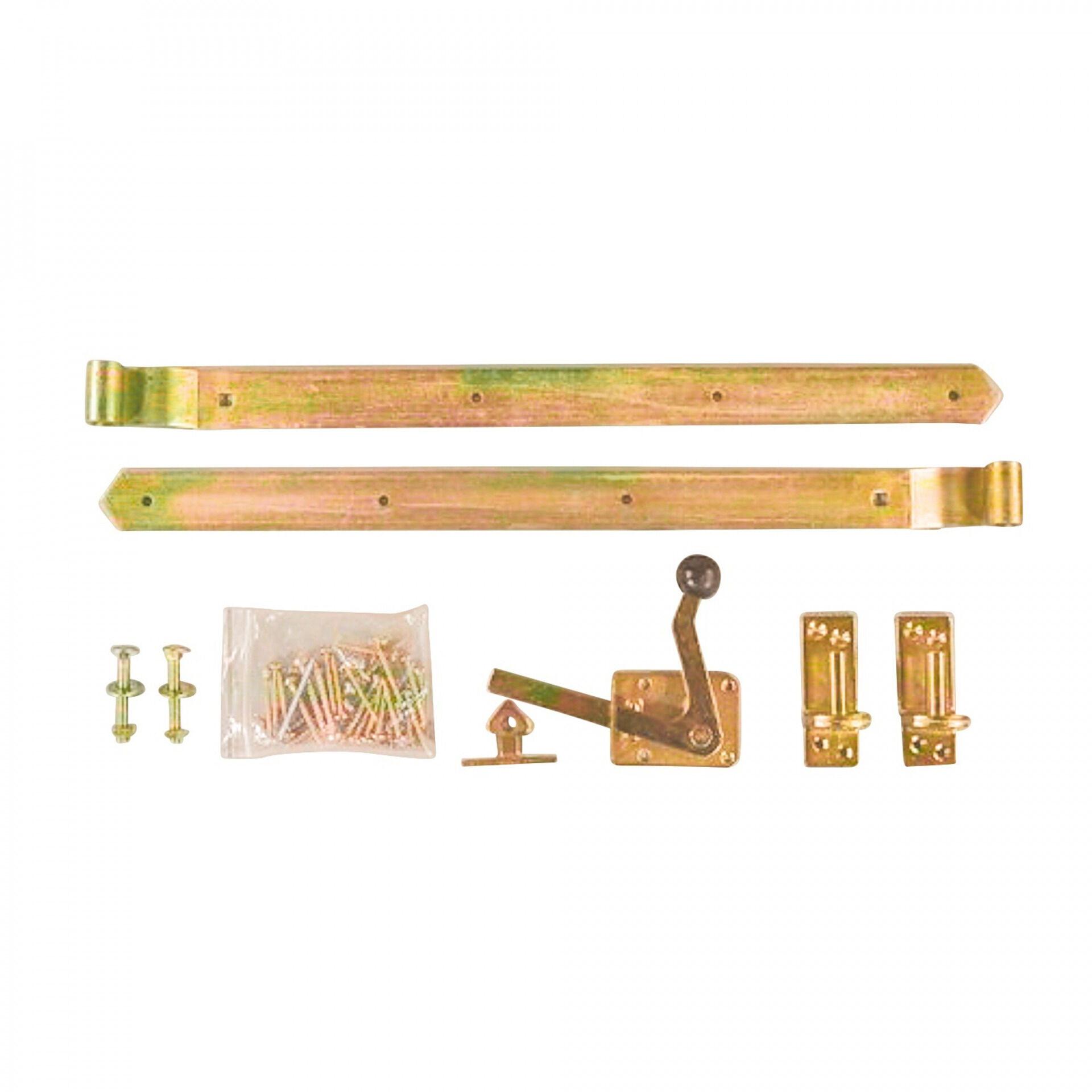 526522 Einzeltor-Beschlag, gelb verzinkt, verzinkt, katonverpackt, Überwurfbeschlag, für Torbreiten bis 1 m